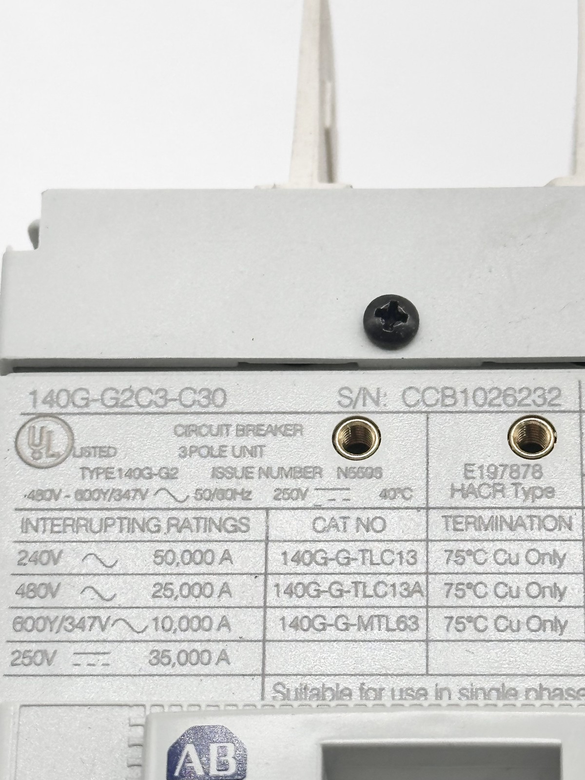Allen-Bradley 140G-G2C3-C30 Circuit Breaker 690VAC/500VDC 30Amp