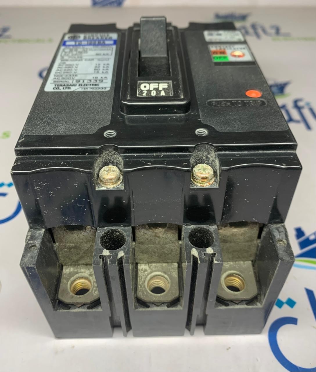 TERASAKI TO-100BA 3-POLE NO FUSE CIRCUIT BREAKER 20A 220VAC 50KA FREE FAST SHIP