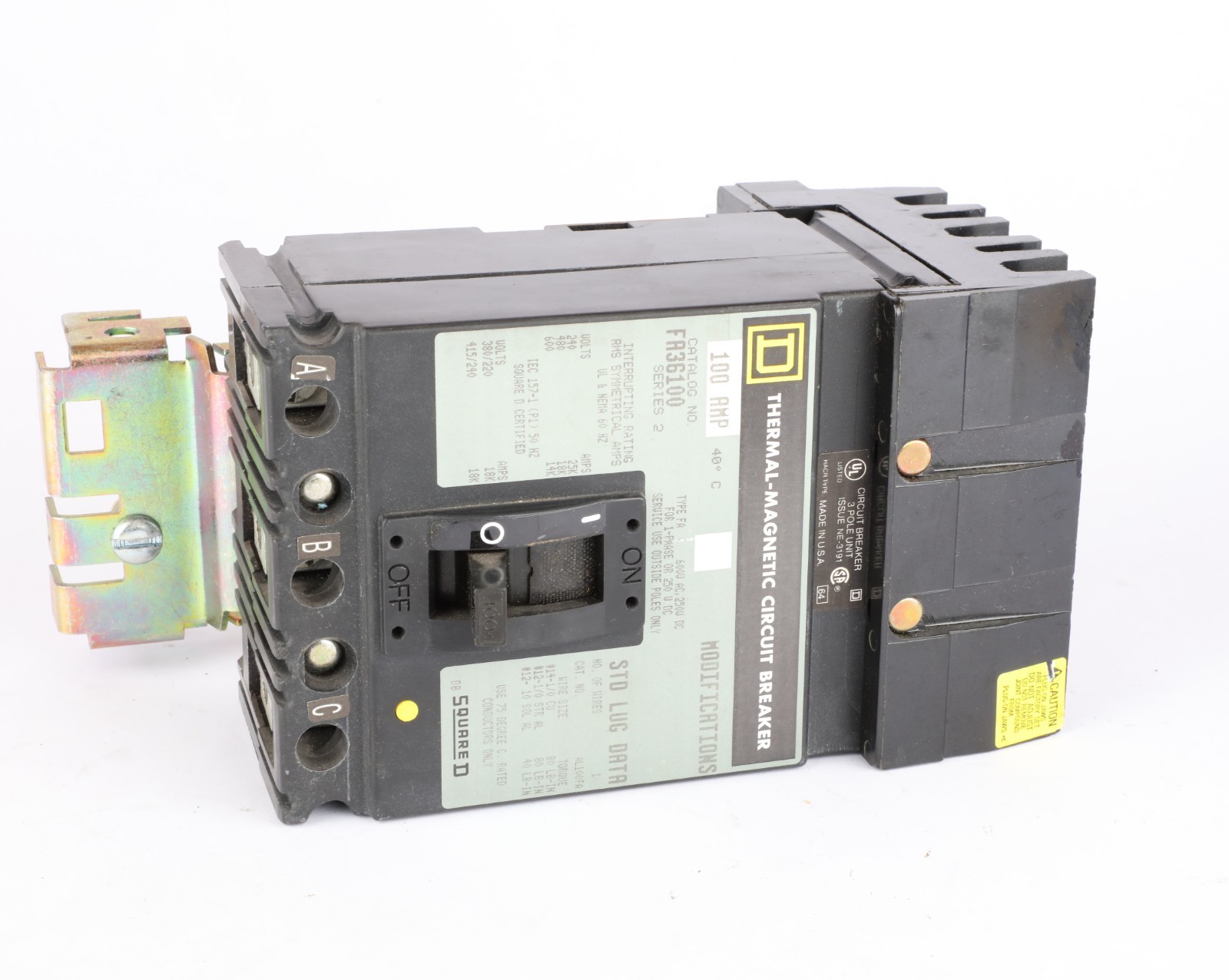 Square D FA36100 Series 2 I-Line Circuit Breaker, 100Amp, 240/480/600 VAC 3-Pole