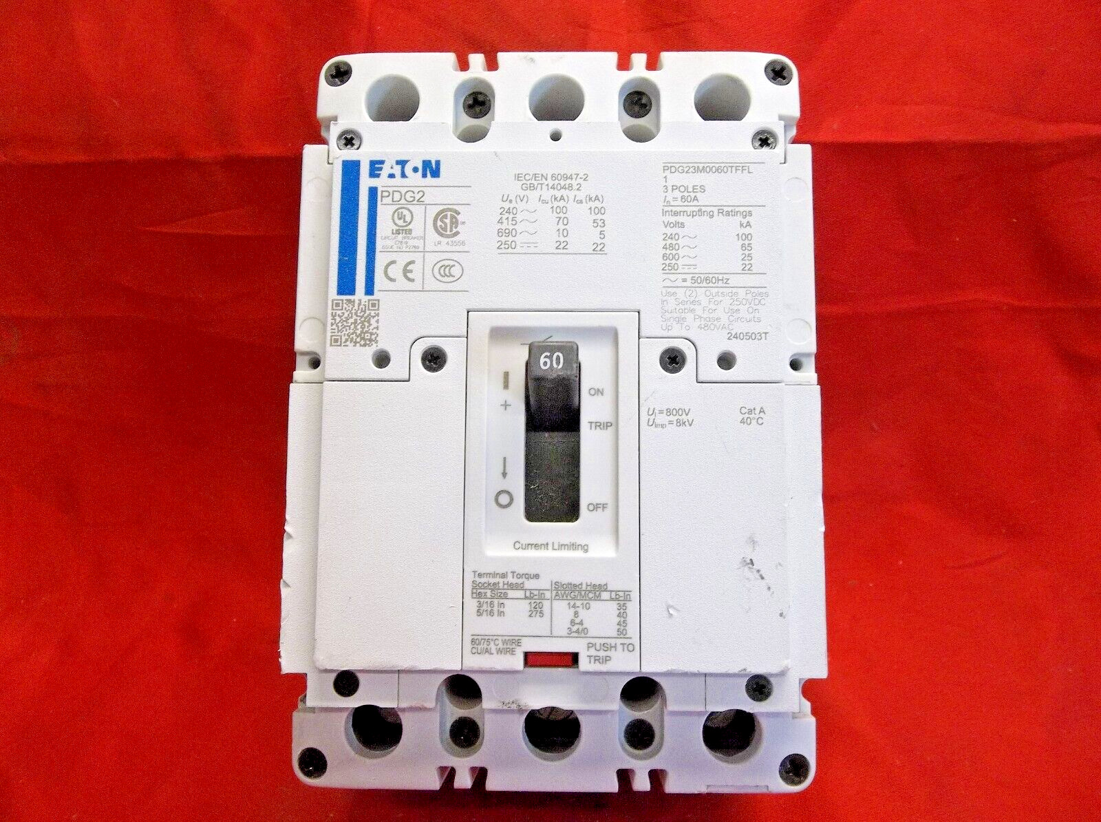 EATON PDG23M0060TFFL circuit breaker 375B3