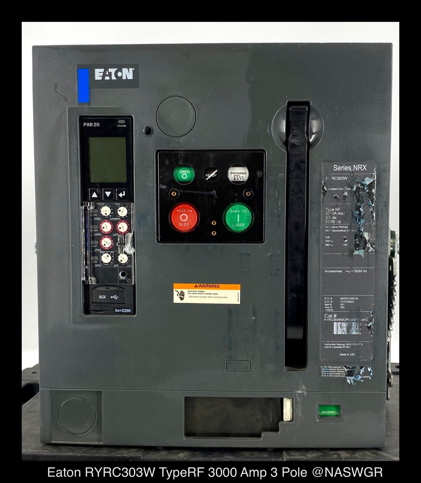 Eaton NRX RYRC303W Circuit Breaker (M/O,D/O) ~ 3000 Amp – Tested/1Yr Warranty