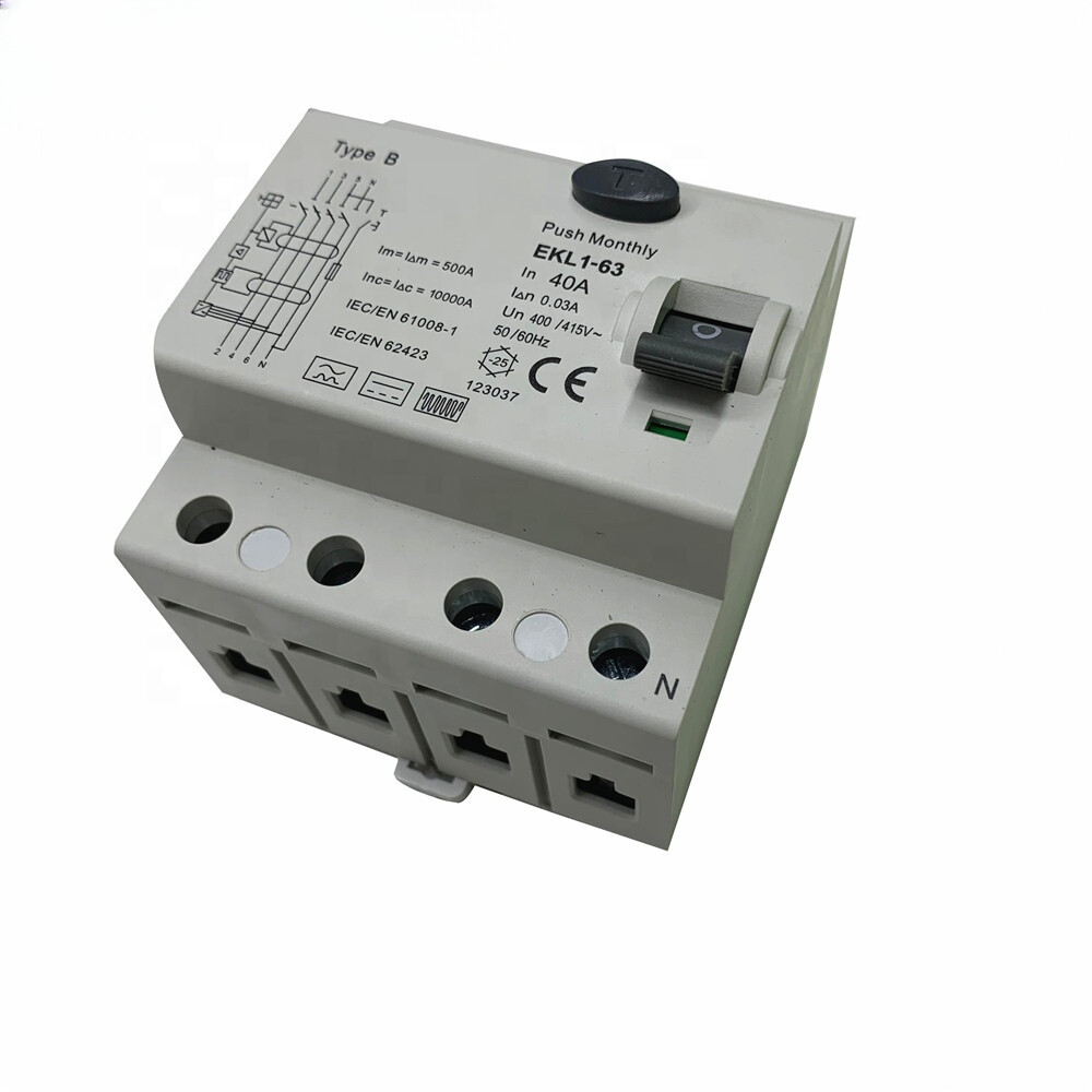 EKL1-63B 4P 30mA B Type RCD RCCB AC DC 10KA 400V ELCB Circuit Breaker Price