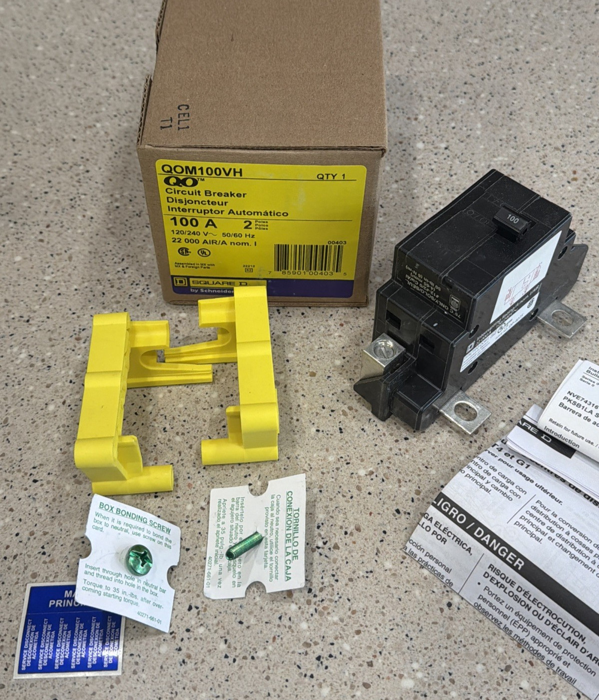 Square D QOM100VH Circuit Breaker 100A 2 Pole 120/240V 50/60Hz 22kA *NEW IN BOX*