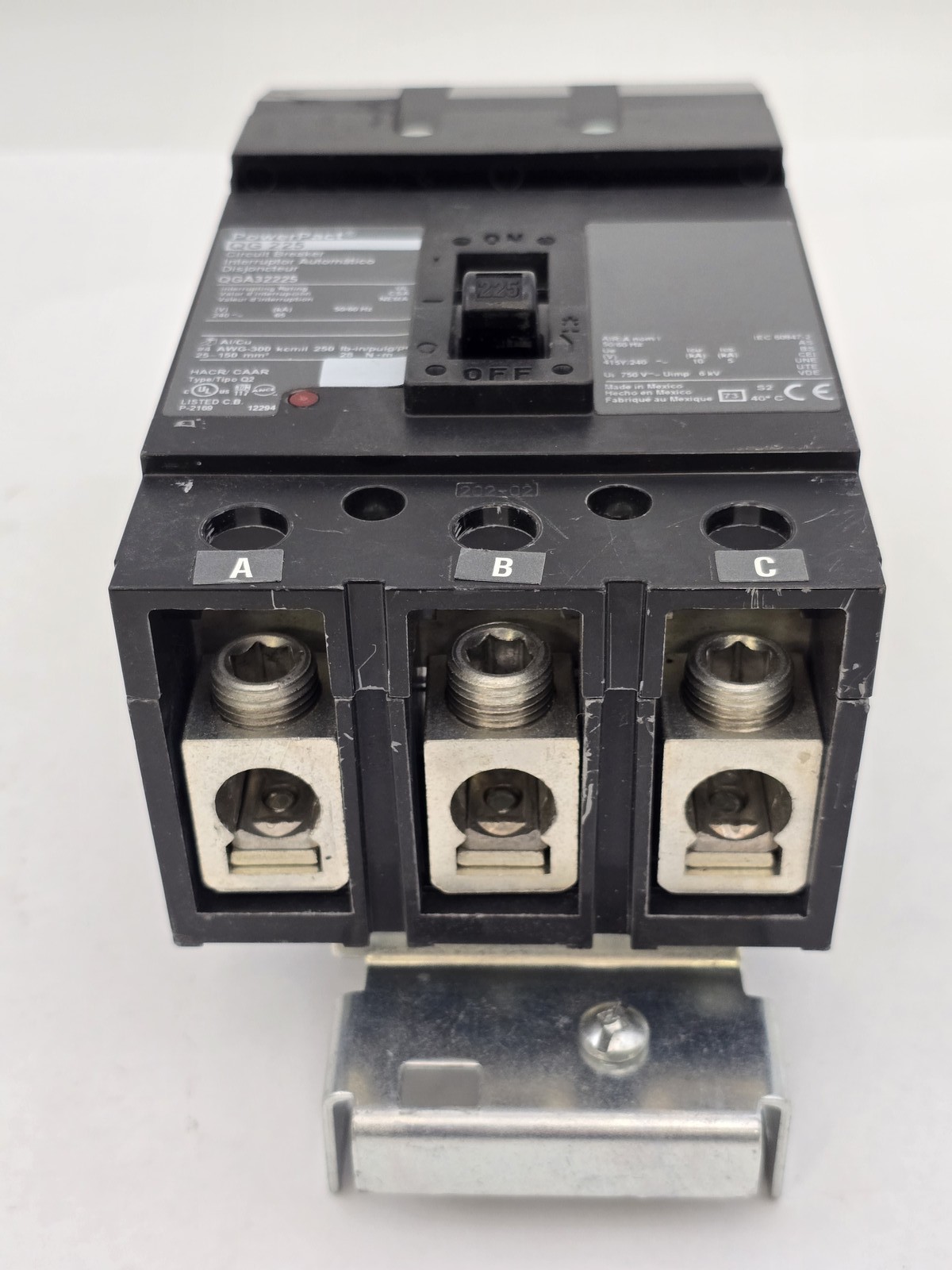 Square D QGA32225 I-Line Circuit Breaker 225A 415Y/240V 3P HACR CAAR