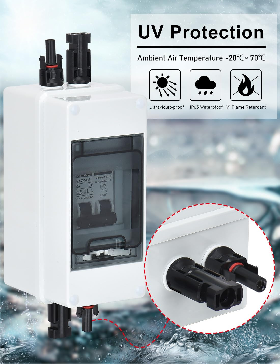 DIHOOL 20 Amp Dc Circuit Breaker with Electrical Pv Disconnect Box for Solar Pan