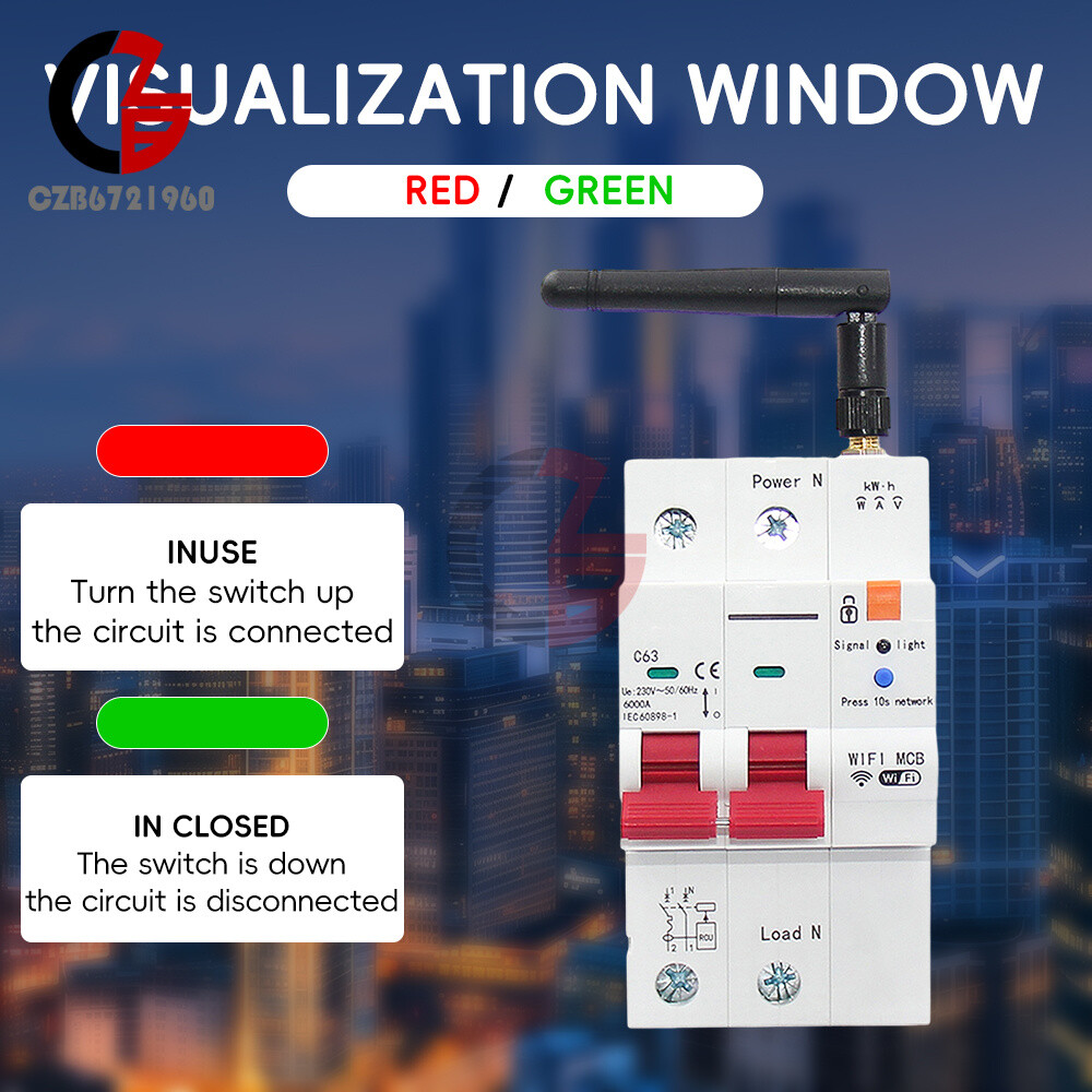 Tuya WIFI/Zigbee AC Smart Circuit Breaker Metering Remote Control On-Off Breaker