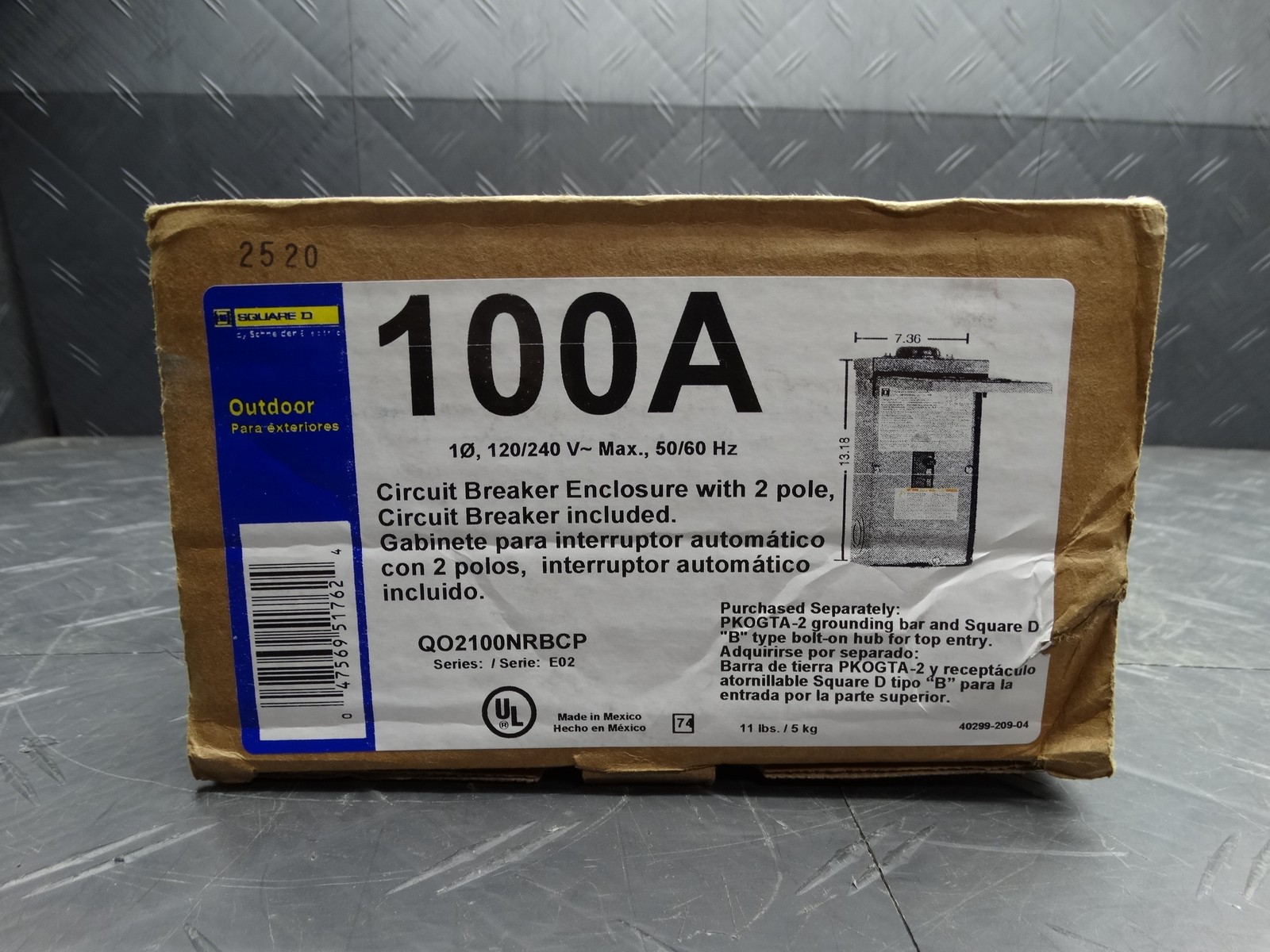 Square D QO 100A 2-Pole Outdoor Circuit Breaker Enclosure with QO2100 Breaker