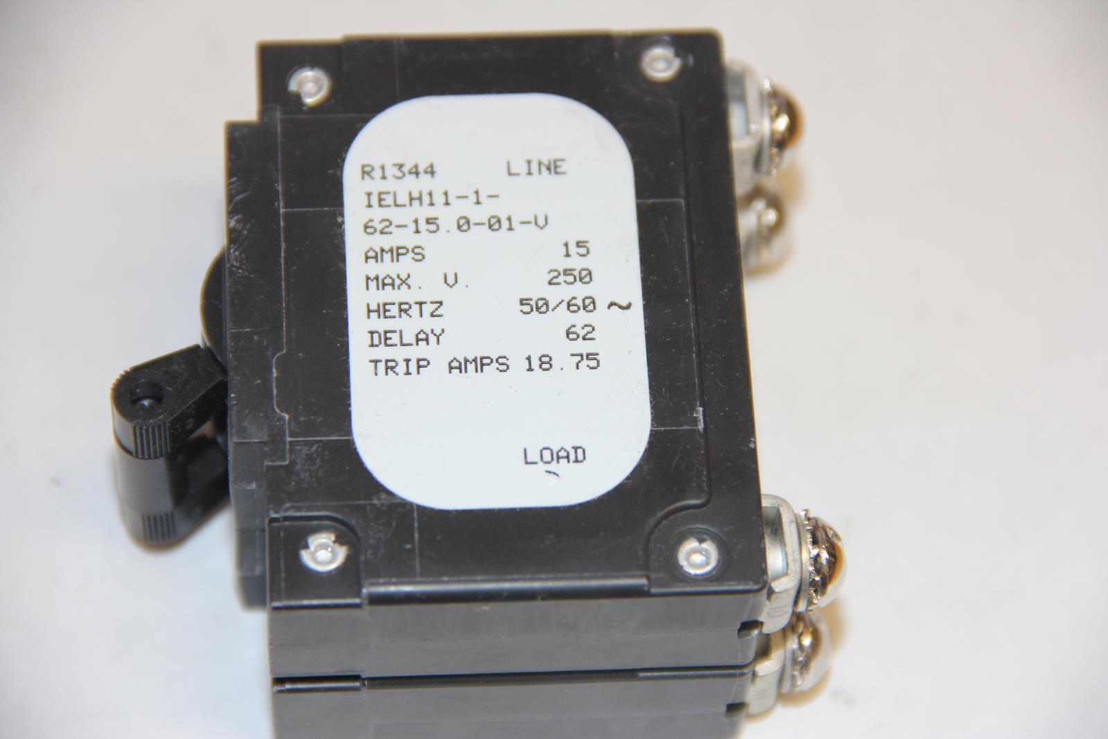 AIRPAX IELH11-1-62-15.0-01-V 15A 250VAC 80VDC 2-Pole Circuit Breaker