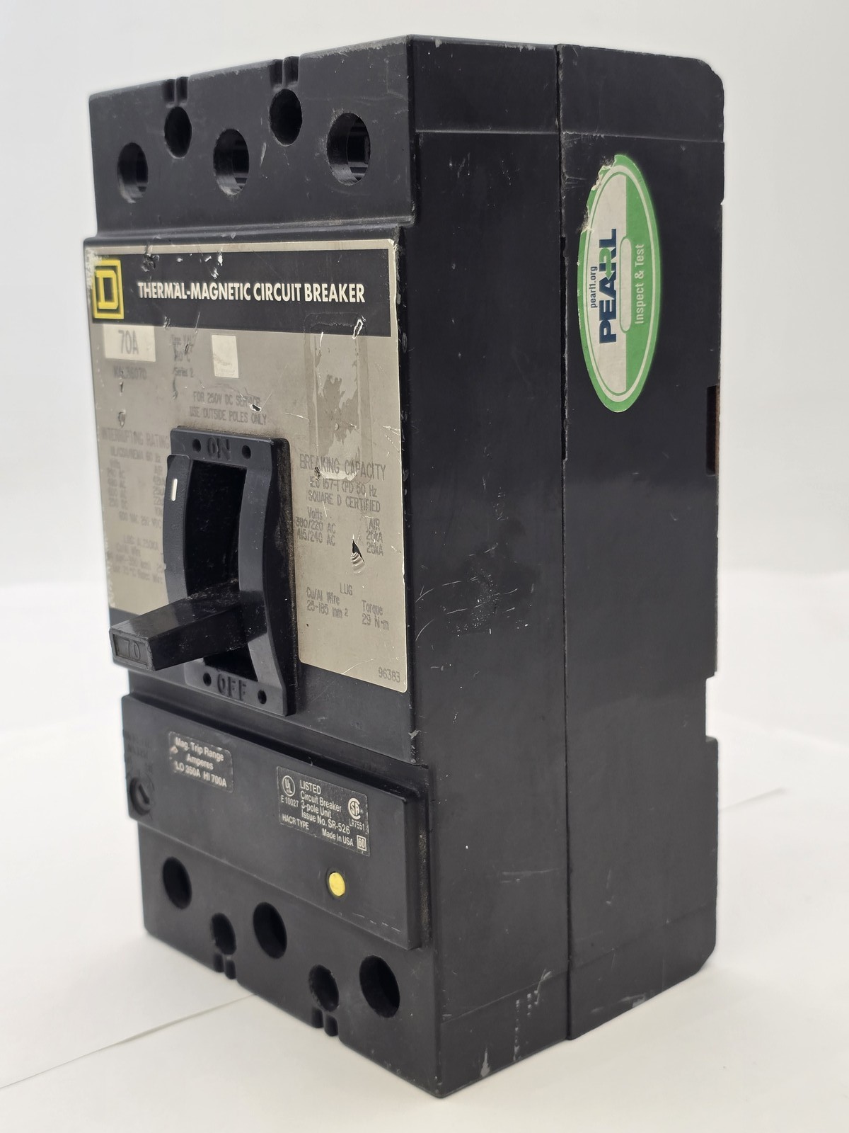 Square D KAL36070 Feed-Thru Circuit Breaker 70A 600VAC 3P 3PH Type KAL 70 Amp