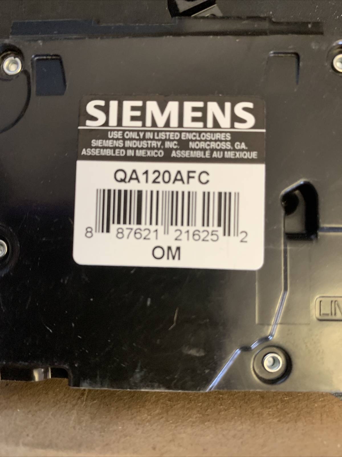 QA120AFC Siemens 1P 20A 120V Arc Fault Circuit Breaker NEW