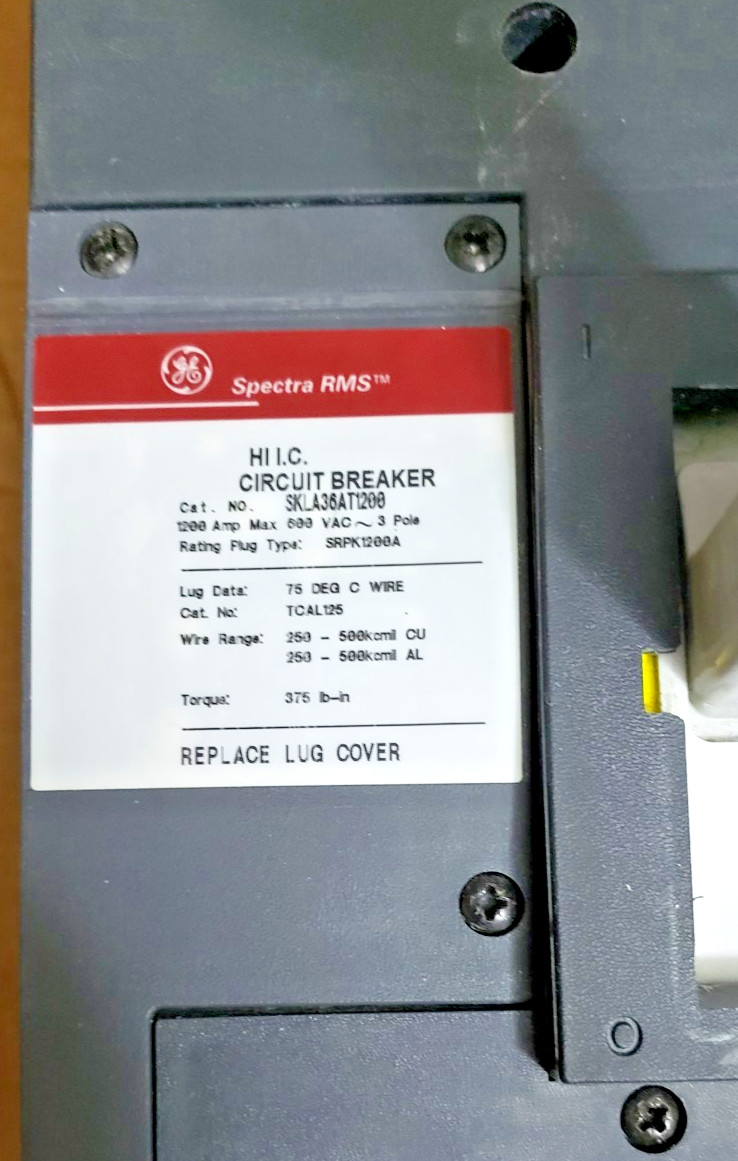 NEW GE SPECTRA RMS SKLA36AT1200 1200A 1200AMPs 600V Circuit Breaker w/ Lugs