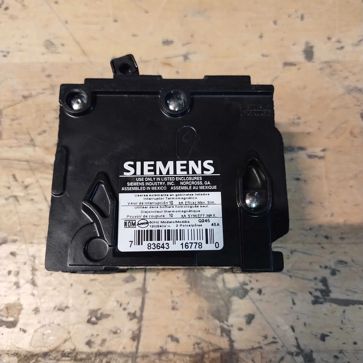 SIEMENS Q245 45-AMP 2-POLE 120/240V QP PLUG-IN CIRCUIT BREAKER USED