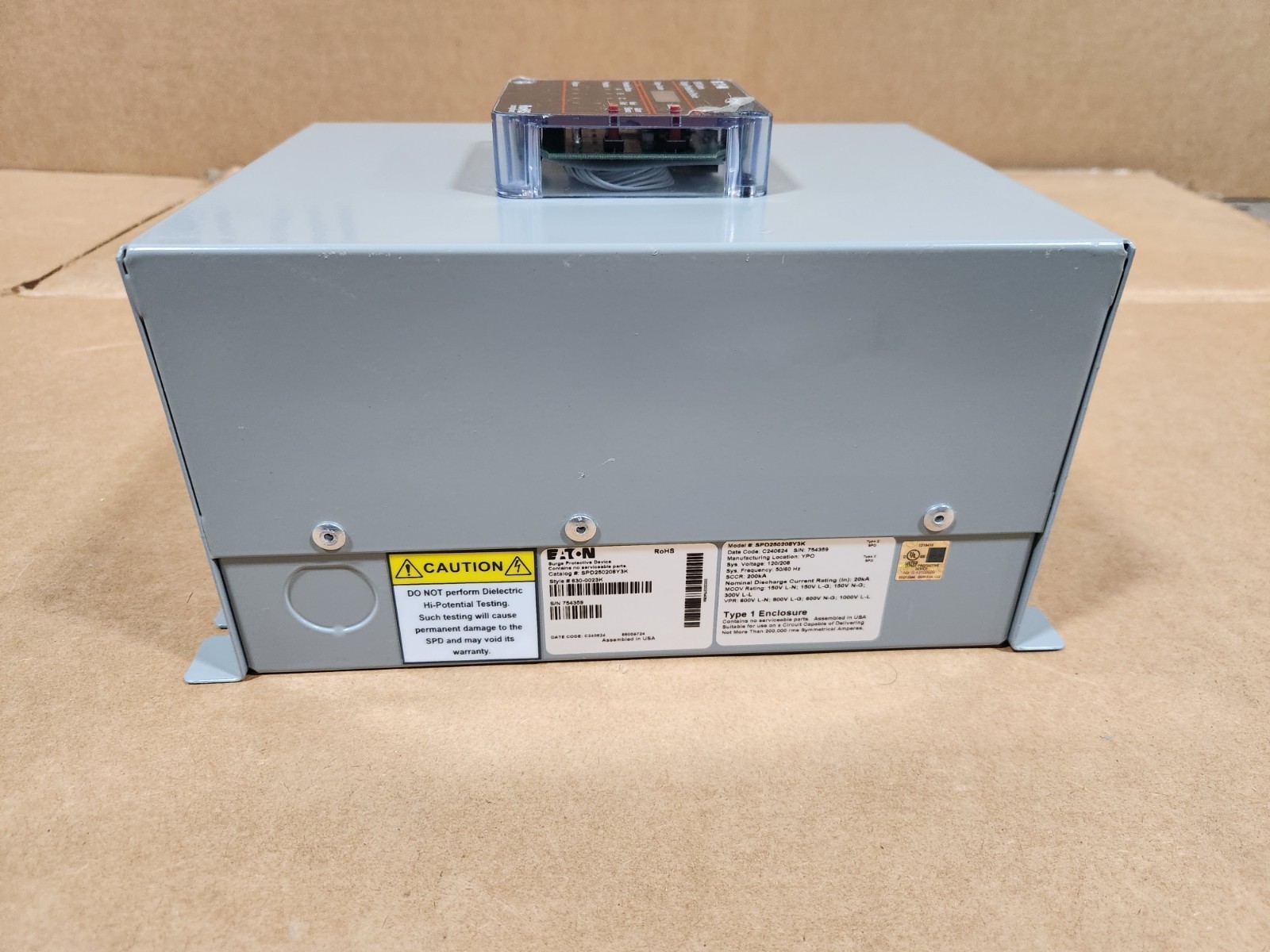 EATON SPD250208Y3K SPD 250kA 3-Phase 120/208V wye (4W+G) STD w/Surge Count NEMA1