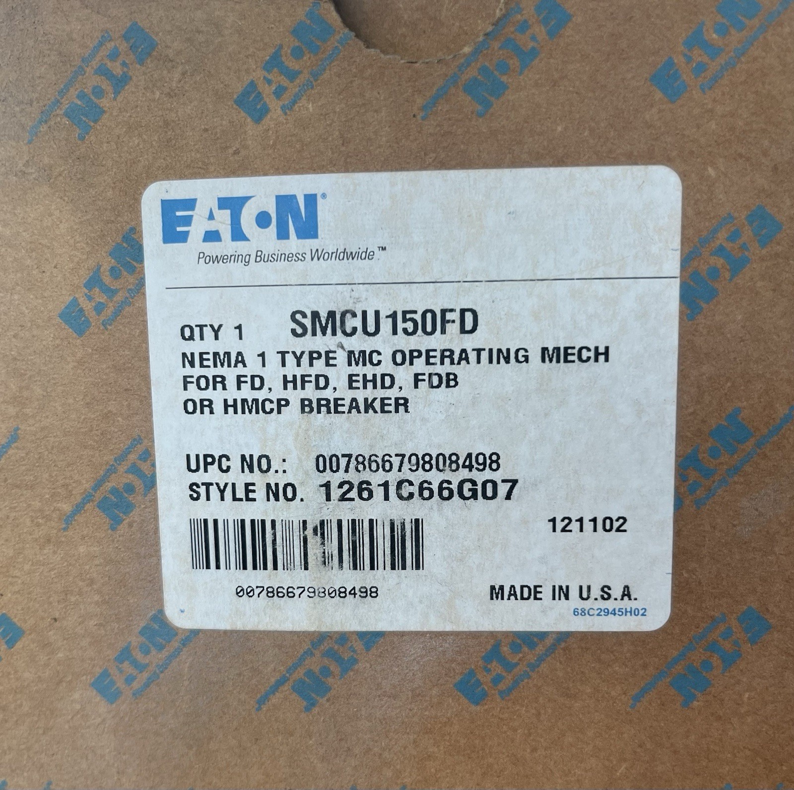 EATON /Cutler Hammer HMCP015EOC 15 Amp 600 Volt 3 Pole Circuit Breaker New