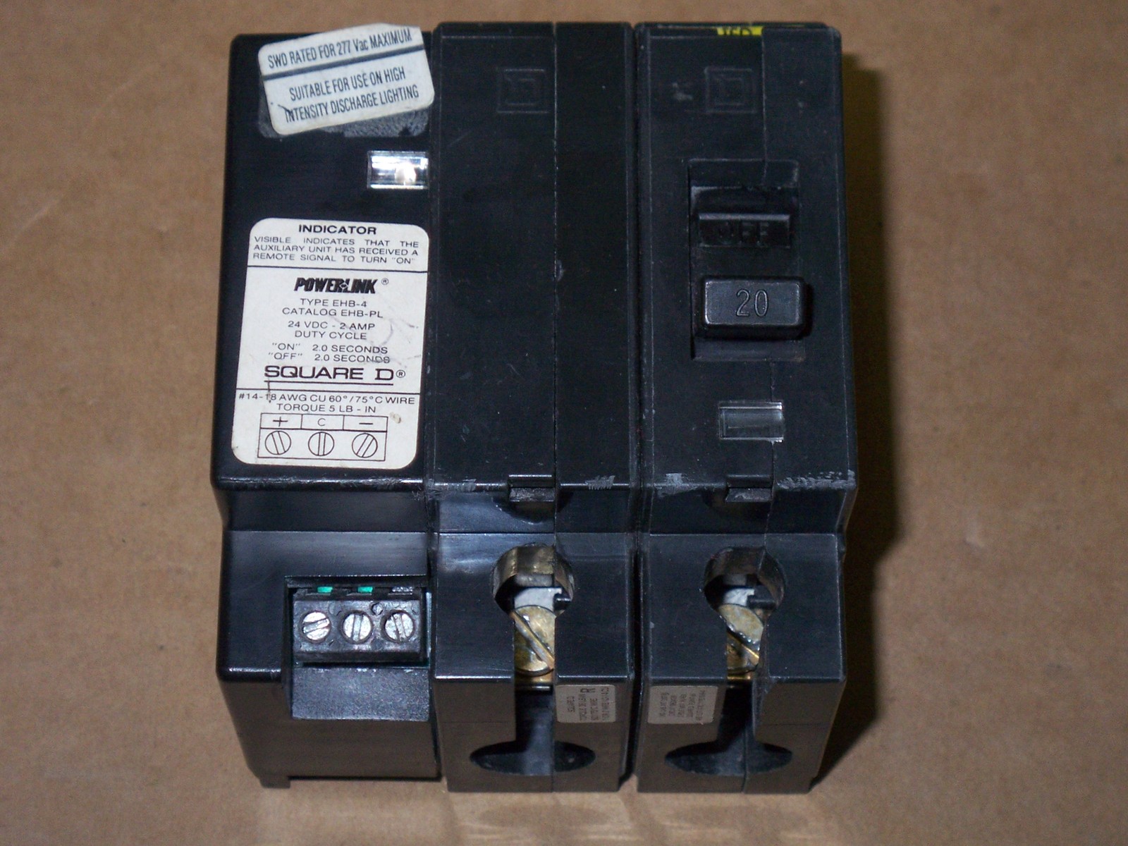 SQUARE D EHB EHB24020PL EHB24020-PL 2 POLE 20 AMP 277v CIRCUIT BREAKER AK