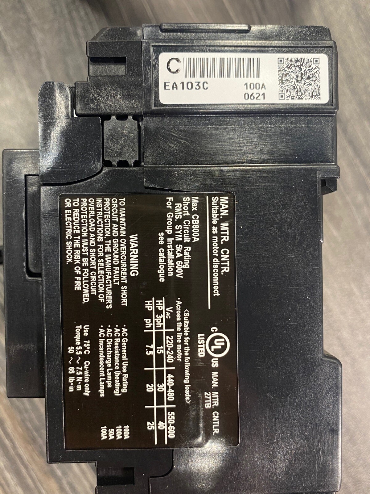 for Fuji Electric EA103C 100A Thermal Magnetic Circuit Breaker 3-P 690VAC -USA