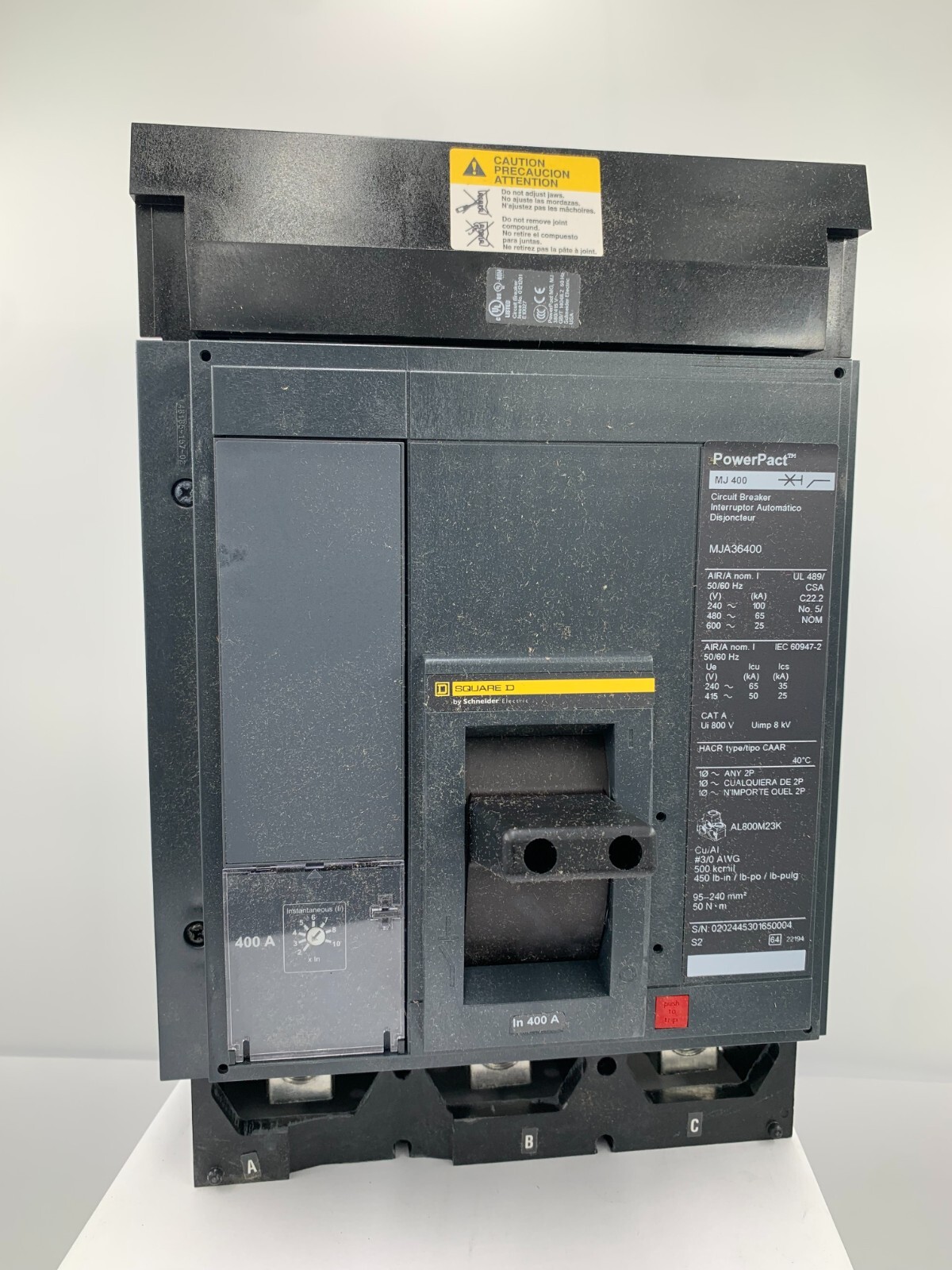 NEW – SQUARE D – MJA36400 – CIRCUIT BREAKER, PowerPacT M, 400A, 3 pole, 600VAC