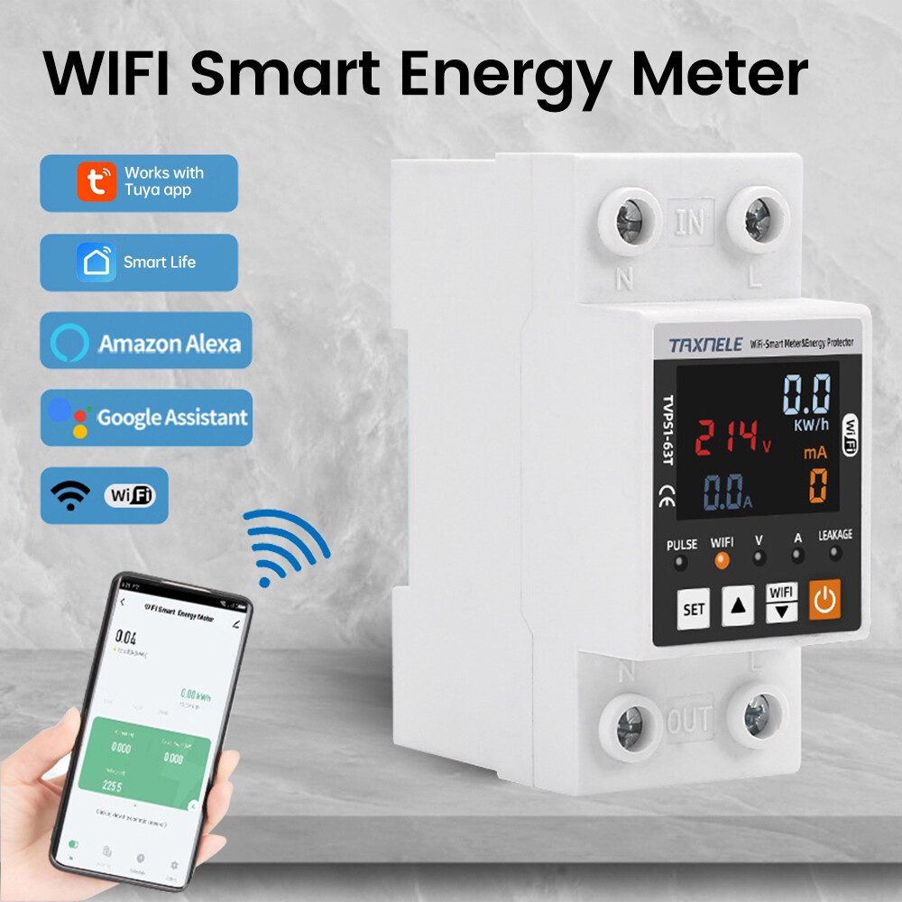 85~300VAC 63A Tuya WIFI Intelligent Control Single Phase Power Protector 50/60hz