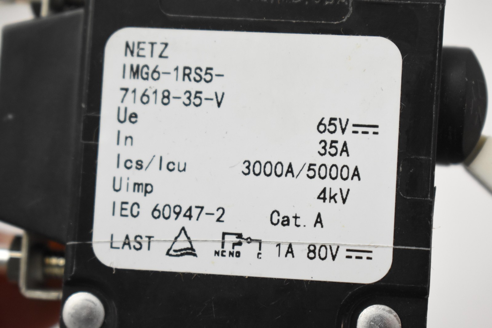 NETZ IMG6-1RS5-71618-35-V 35A DC Supplementary Protector 65V Black IEC60947-2