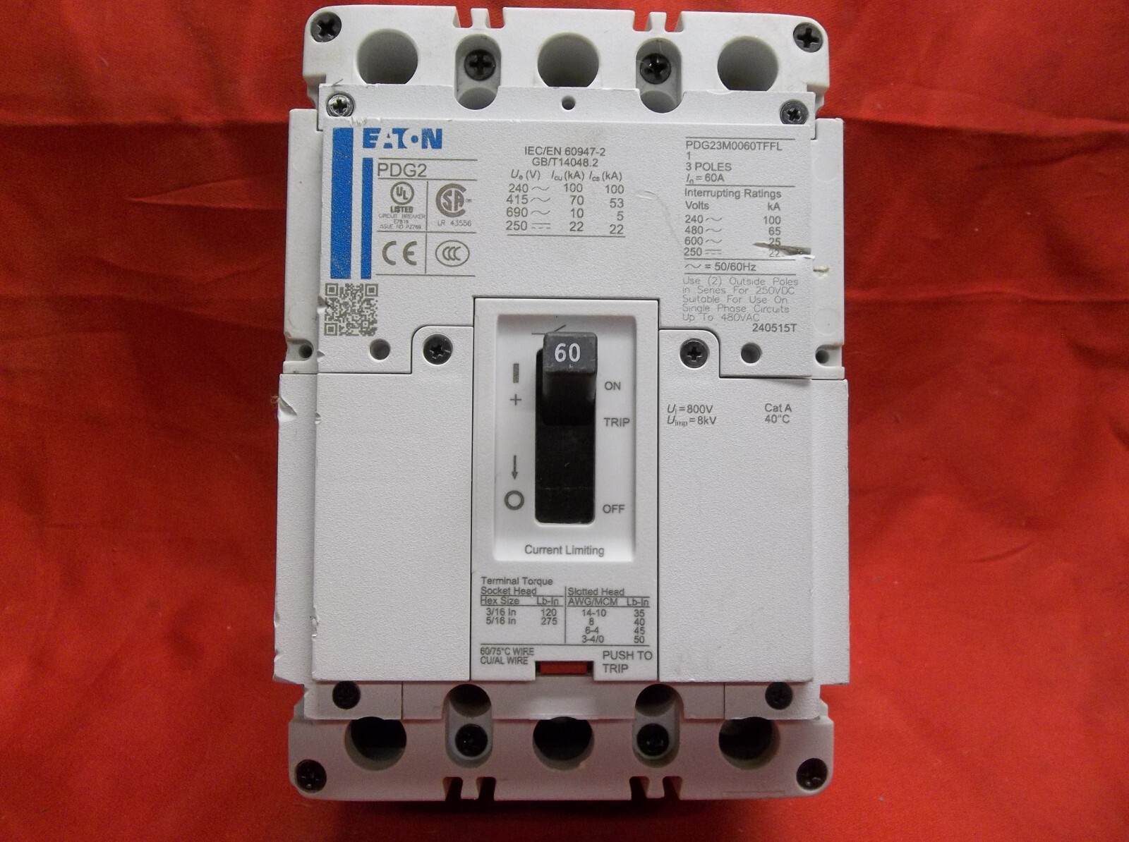 EATON PDG23M0060TFFL circuit breaker 375C9