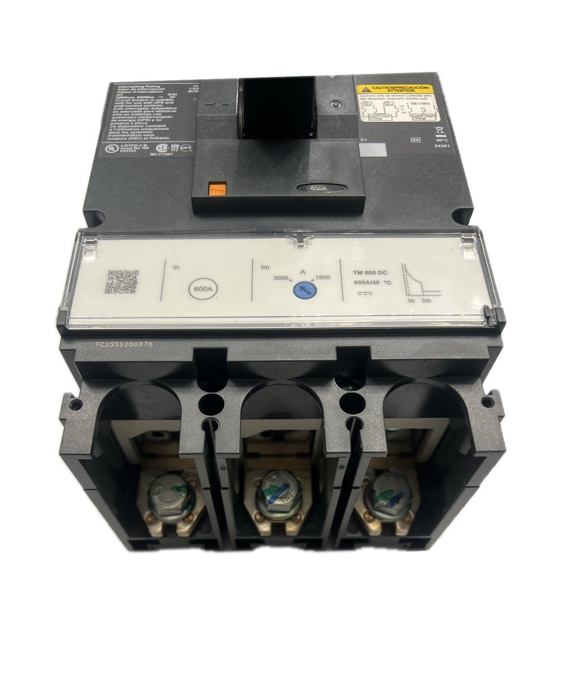 SQUARE D/SCHNEIDER ELECTRIC 600A LL1200 POWERPACT CIRCUIT BREAKER,3P,LLF37060D33