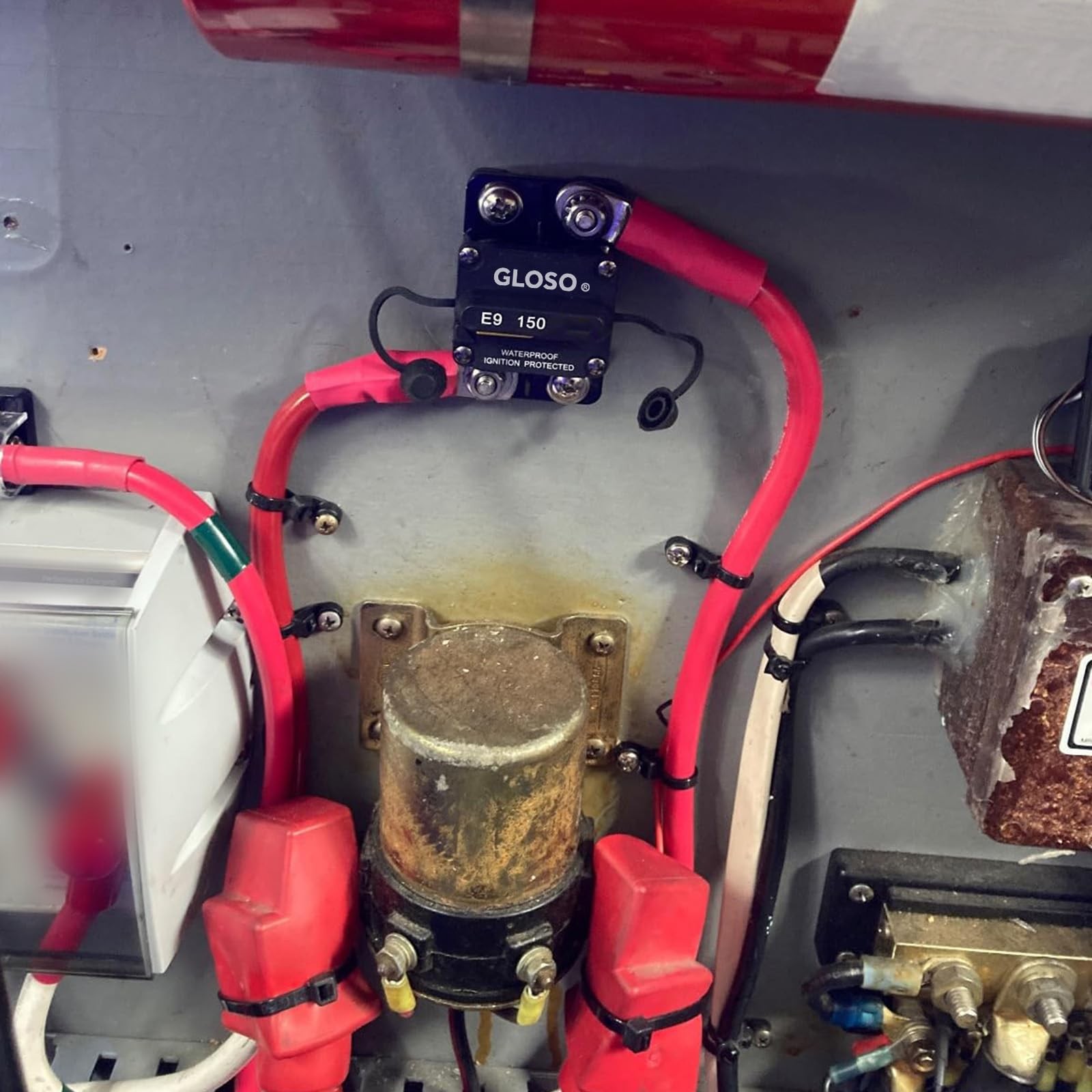 150A Circuit Breaker, Manual Reset, Waterproof IP67, 1/4 Stud, E98, Marine