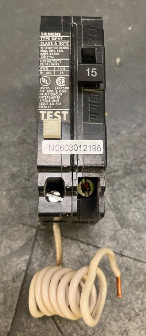 Siemens QF115A QPHF 1Pole 15 Amp 120V GFCI 22KAIC GFI Circuit Breaker Tested