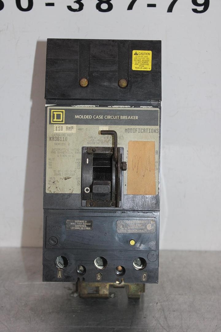 SQUARE D I-LINE CIRCUIT BREAKER KA36110 SERIES 110 AMP 600 VAC 3-POLE