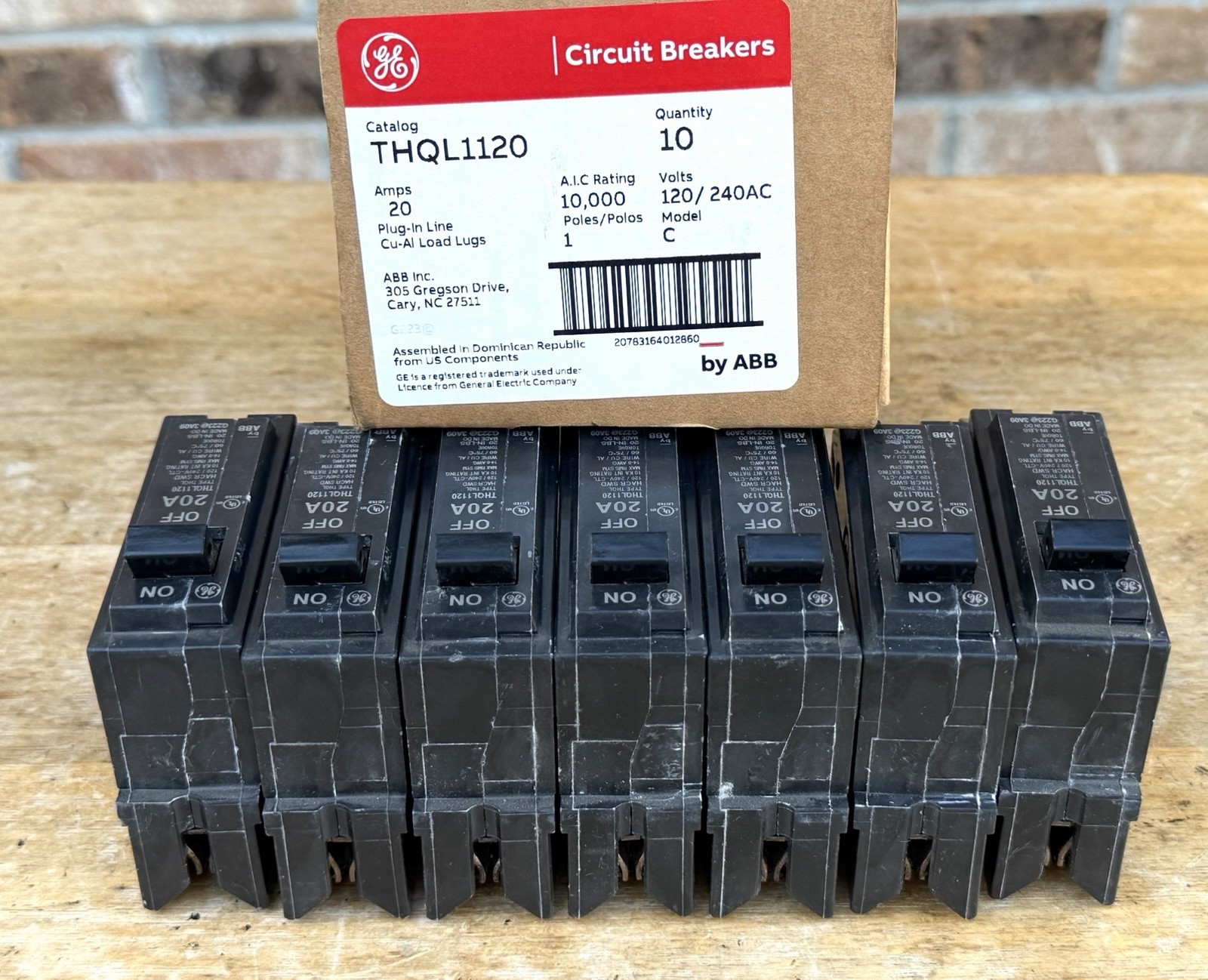 7 – GE THQL1120 Circuit Breakers – 1 Pole – 20 AMP – 120/240 VAC – 10kA – NEW