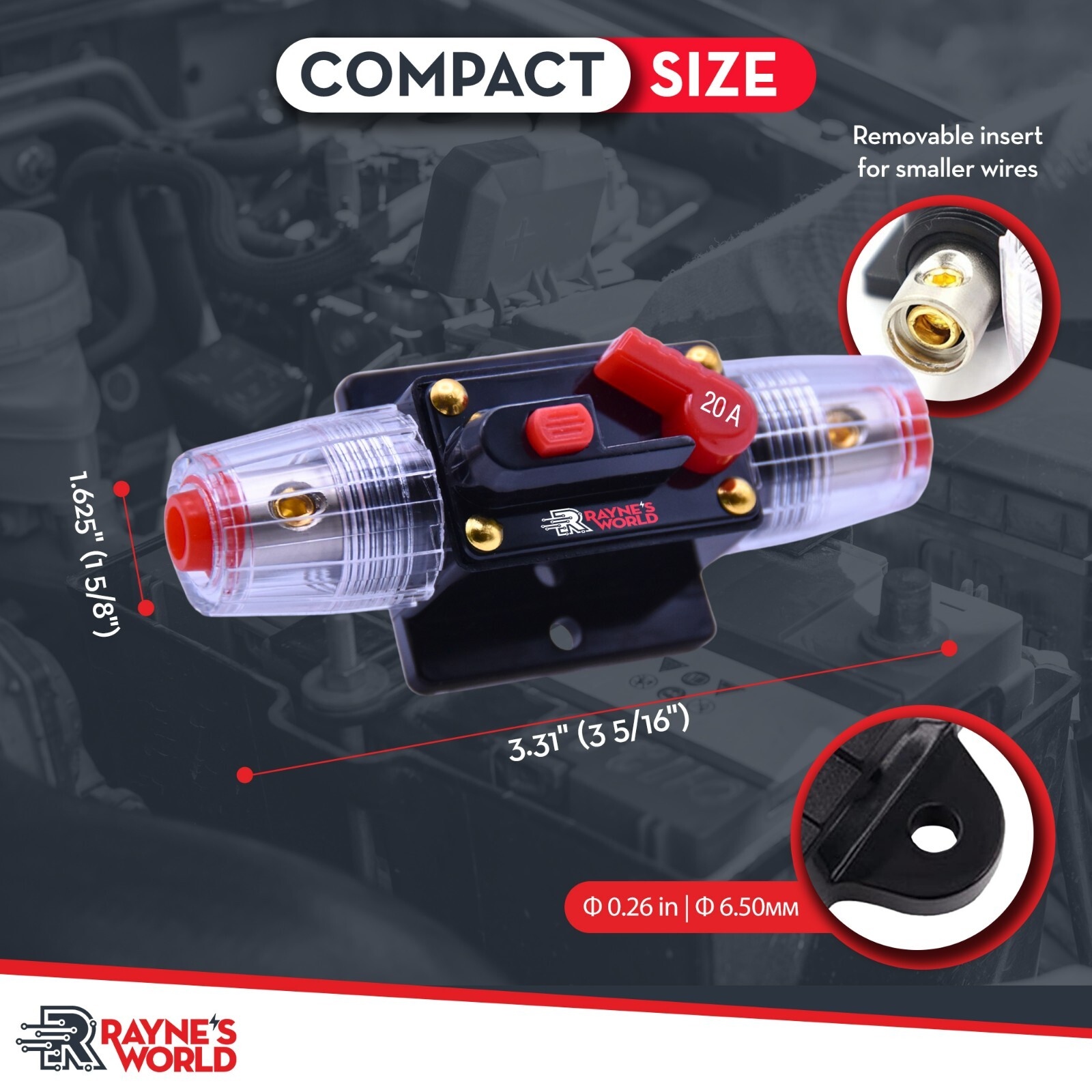 2 PACK 20 Amp Inline Waterproof Circuit Breaker Auto/Solar Manual Reset 12V-48V