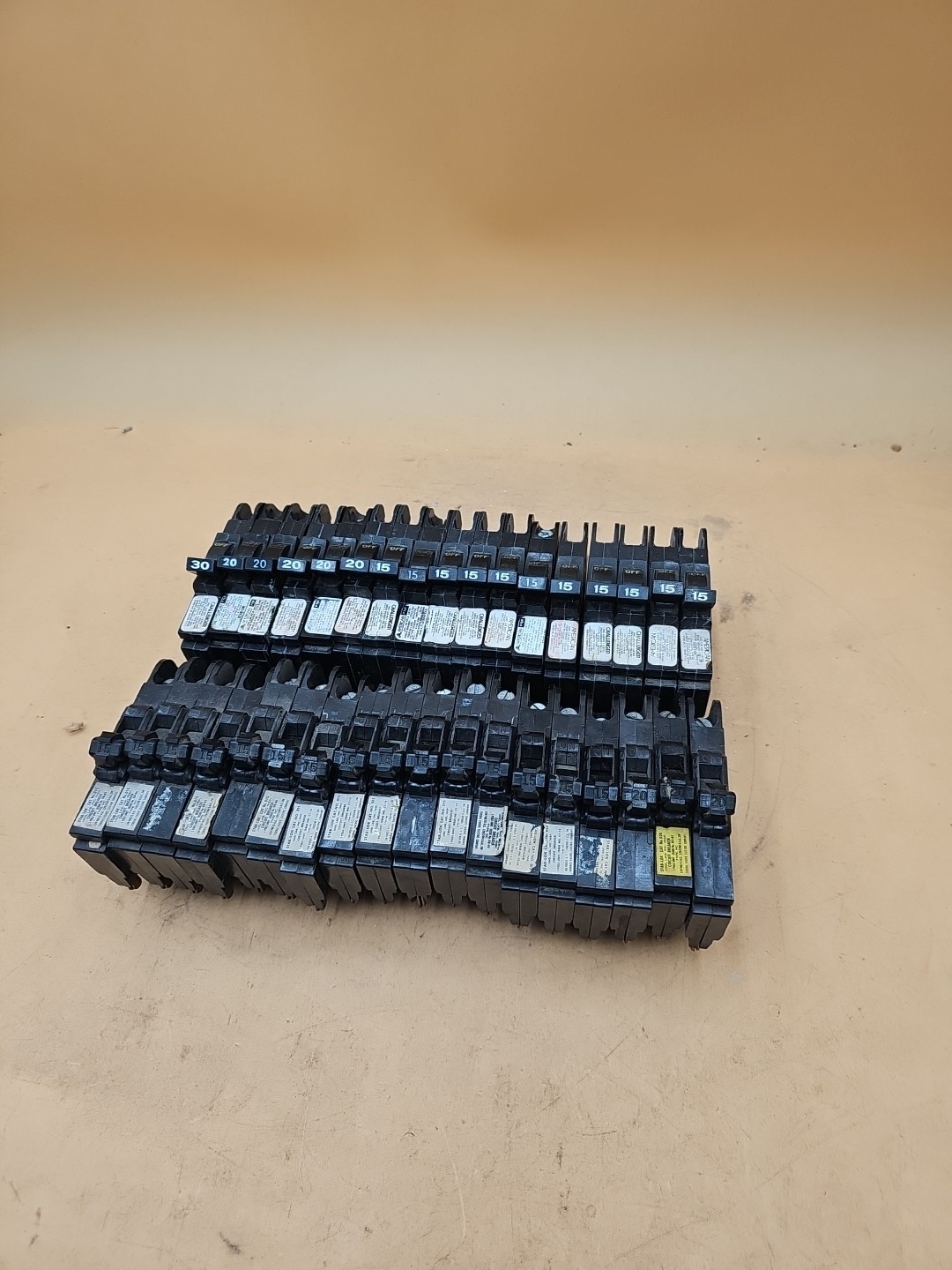 LOT OF 35 FPE American Challenger Stab-Lok Circuit Breakers. NC130, NC120, NC115