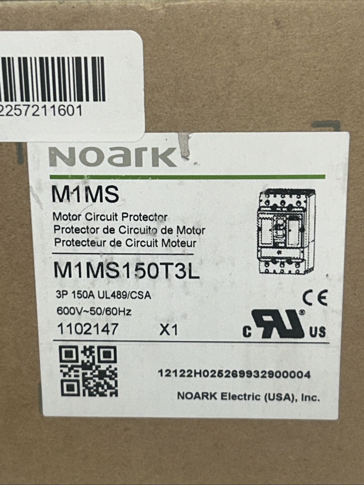 New Noark M1S150T3L Mounded Case Circuit Breaker, Protector
