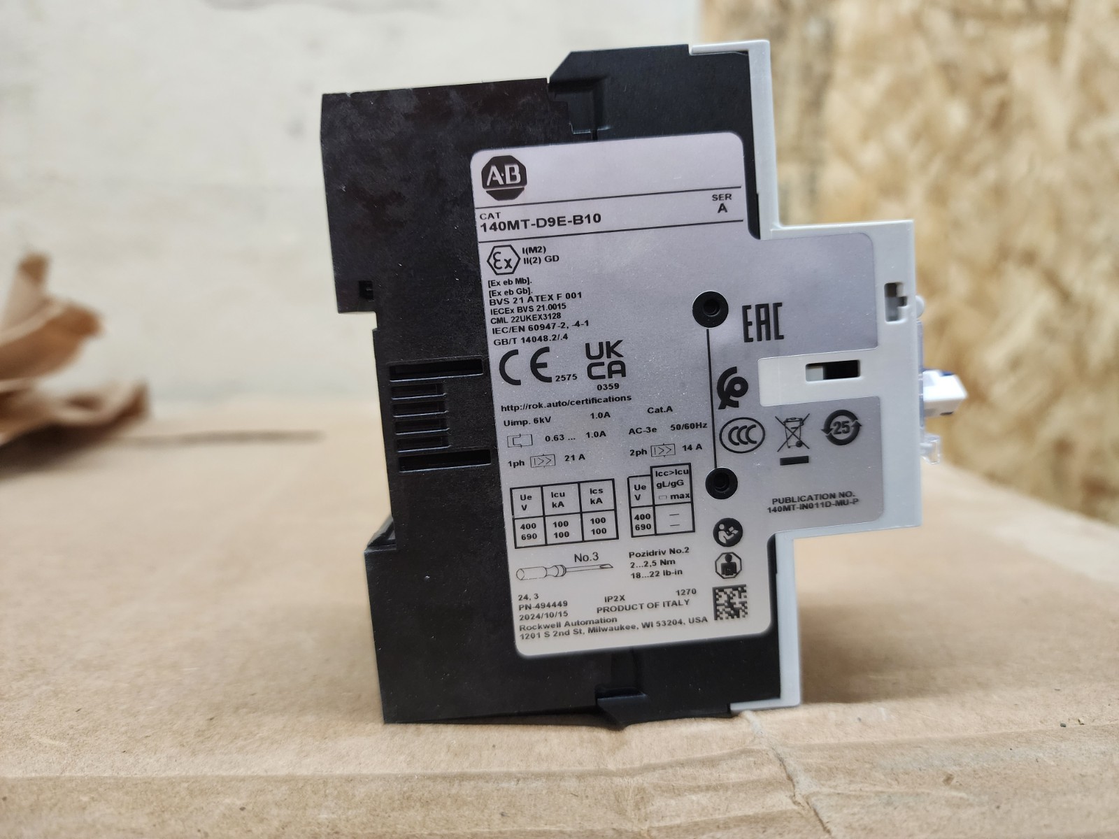 Allen Bradley 140MT-D9E-C10 480V 0.63 – 1 A Motor Protector Circuit Breaker