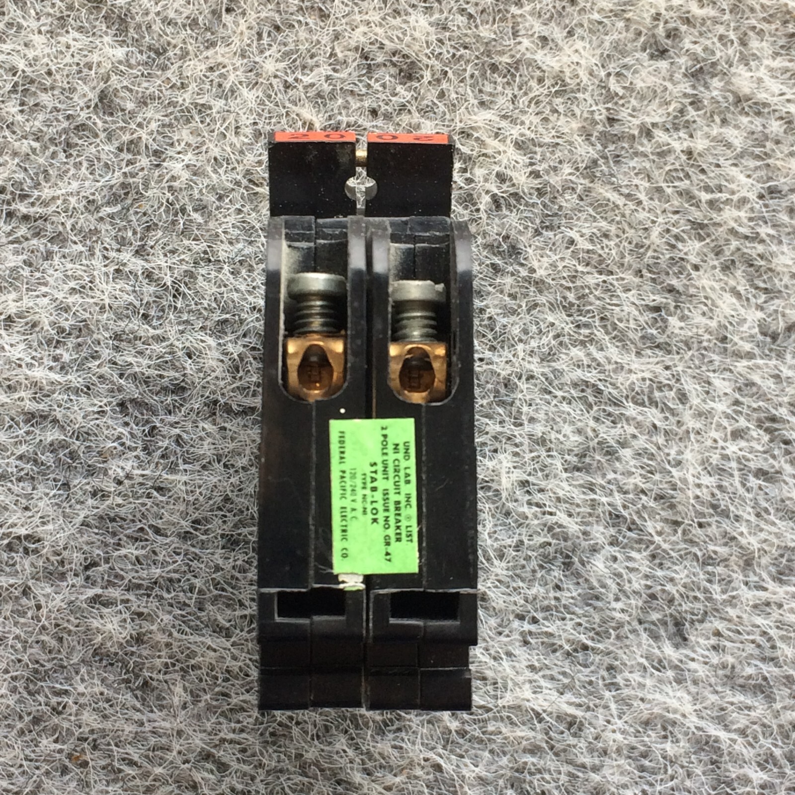 FPE Federal Pacific 20 Amp 2 Pole NC220 Stab-Lok Breaker Mini THIN NC