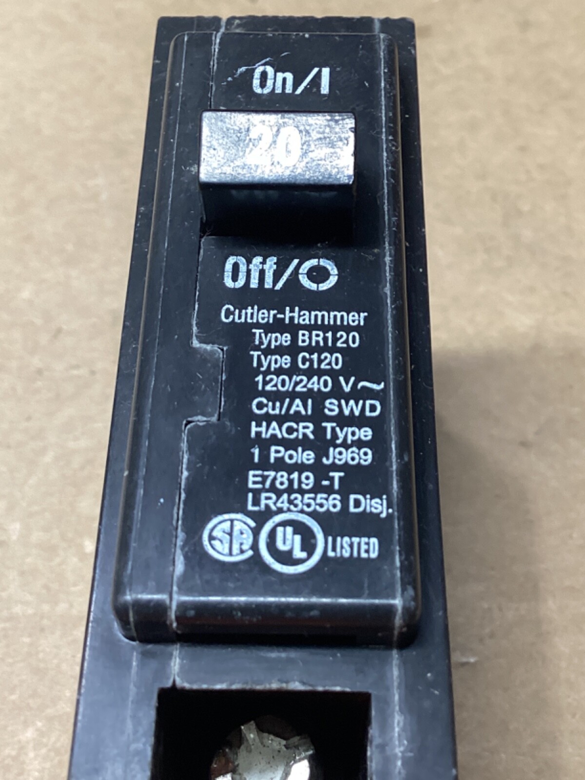 LOT OF 2 Cutler Hammer BR120 Circuit Breaker 1 Pole 20A Type C120 #111L132*CO