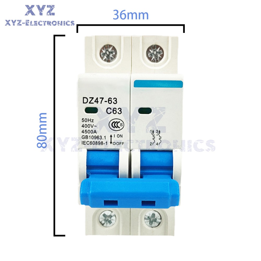 DZ47-63 2P Mini Circuit Breaker 6-63A Overload Short Circuit Protetion 400V 50Hz