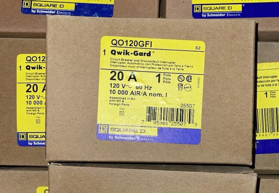 10 x SQUARE D QO120GFIC QO120GFI 20AMP GFCI GROUND-FAULT BREAKER