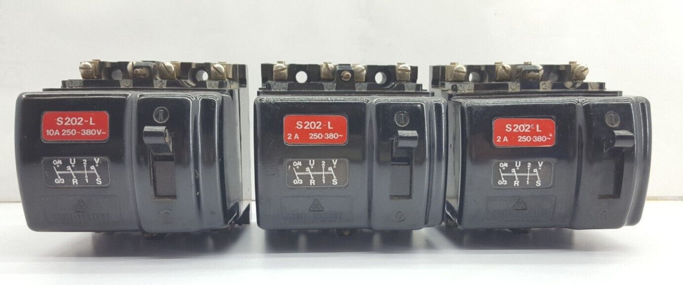 3PCS STOTZ-KONTAKT S202-L 2 AMPS MINIATURE CIRCUIT BREAKER 250-380 / TESTED OK