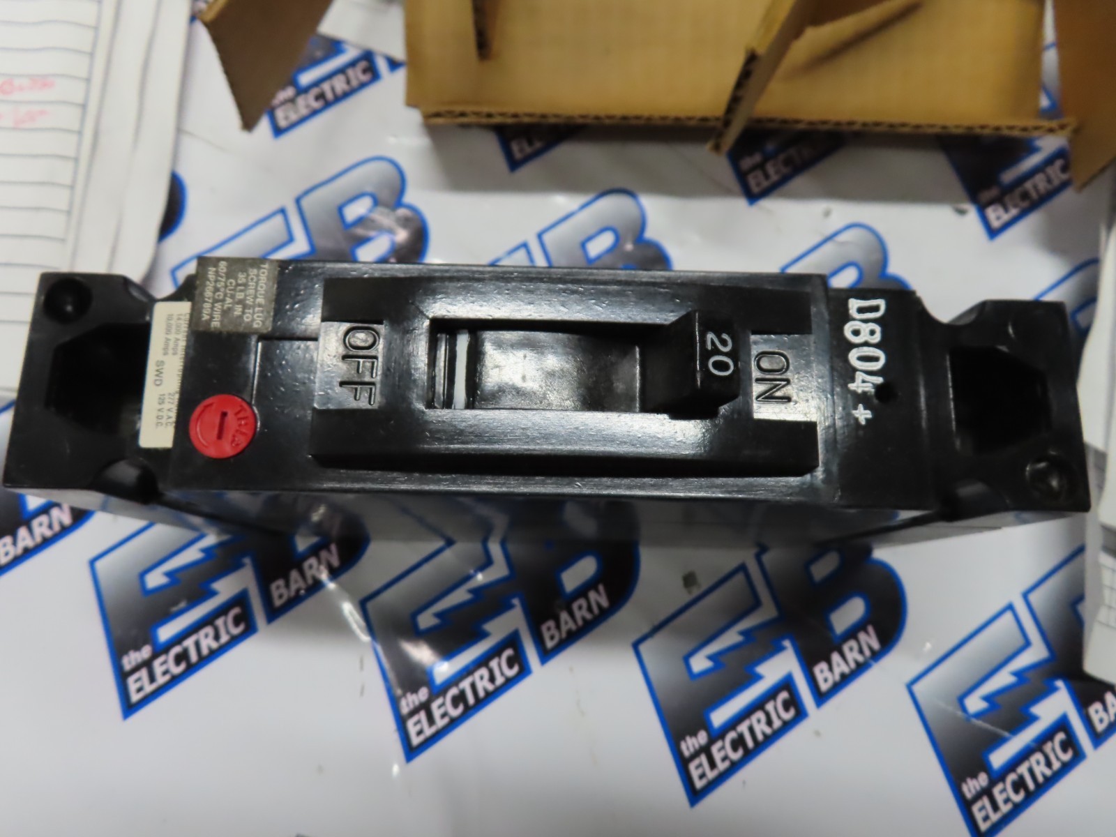 GE TED113020WL Circuit Breaker 20 Amp 277 Volt 1 Pole Black Bolt On 14K -NEW-B