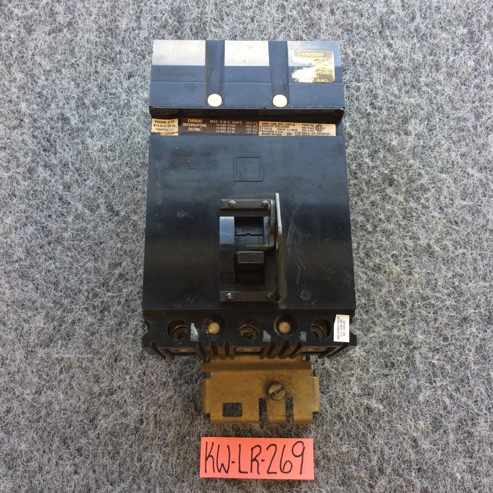 Square D FA36100 3 Pole 100 Amp 600 V I-Line Circuit Breaker Excellent Condition