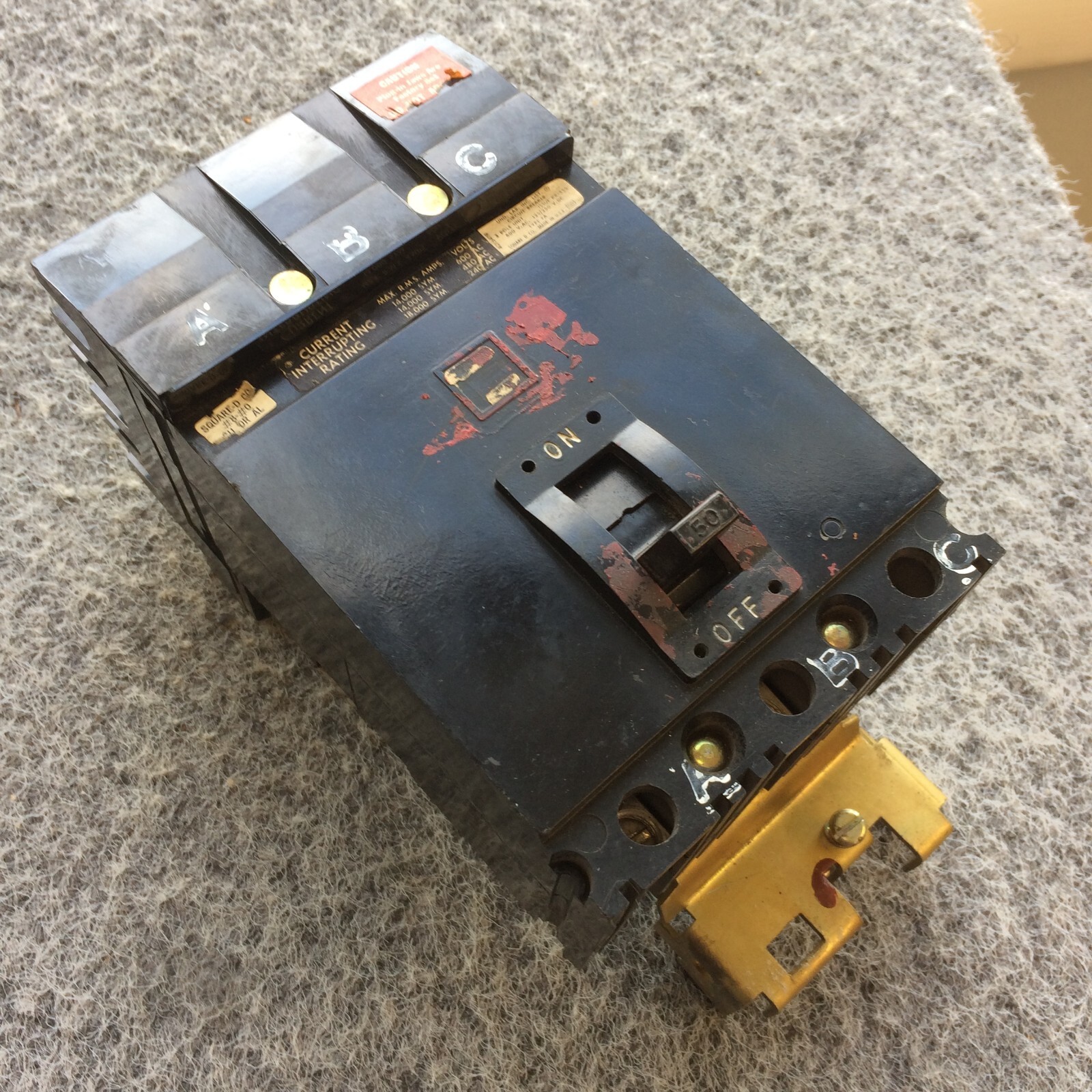 Square D FA36050 3 Pole 50 Amp 480V Relabeled Gray Circuit Breaker Handle Lock