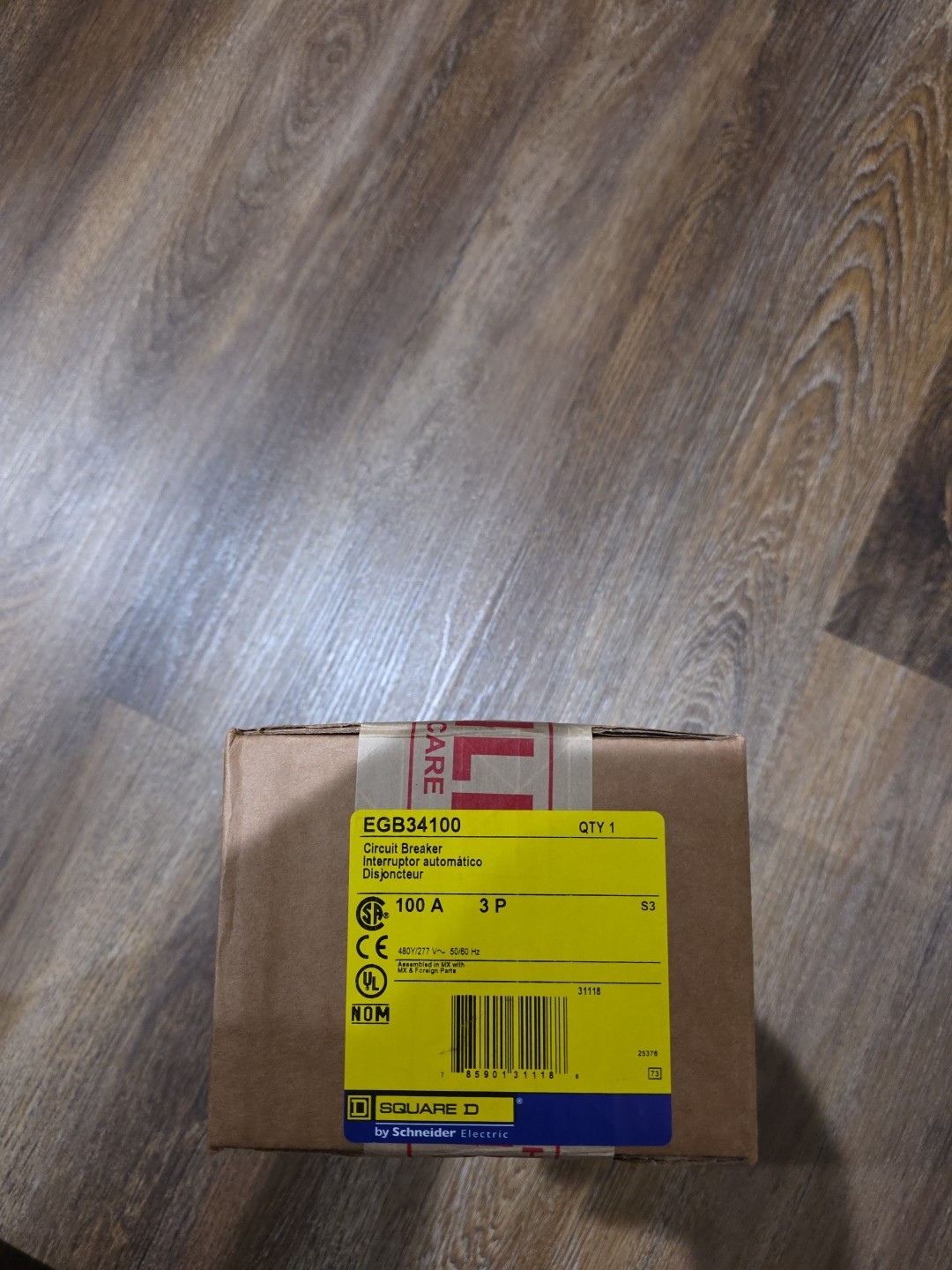 Square D EGB34100 Circuit Breaker 100A 3-Pole 480v/277v