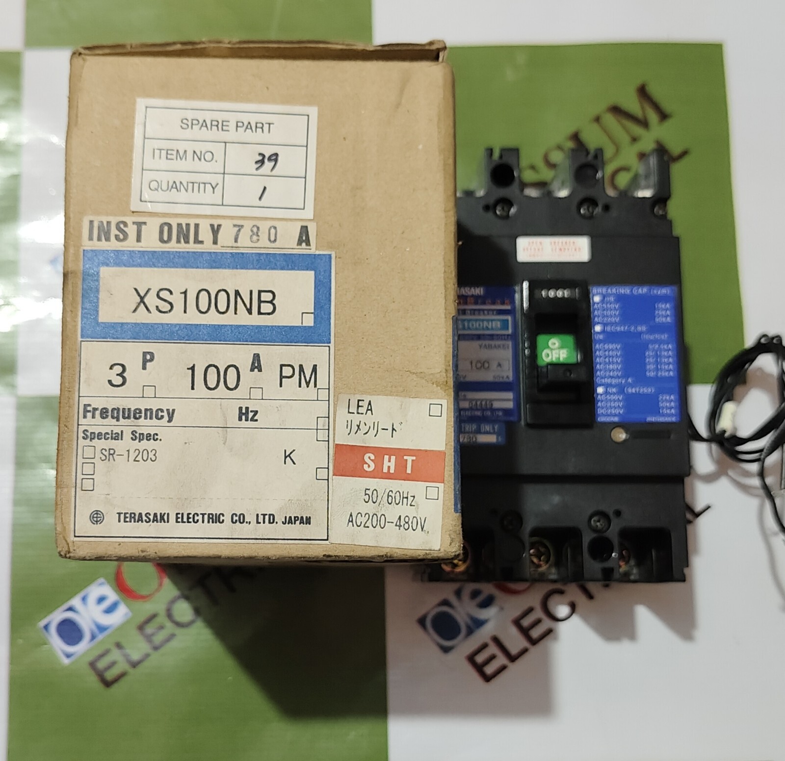 TERASAKI TEMBREAK XS100NB CIRCUIT BREAKER 100A 440VAC 25KA FREE FAST SHIPPING