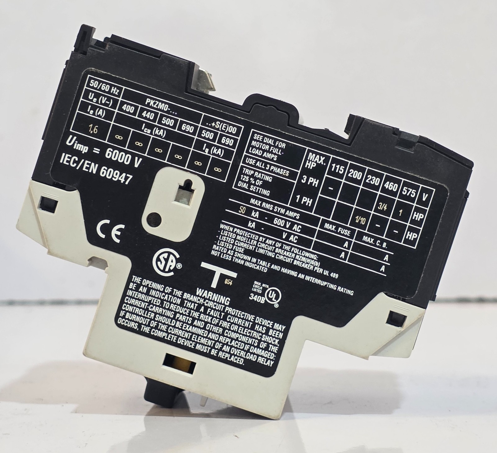 MOELLER PKZM0-1,6 MOTOR PROTECTIVE CIRCUIT BREAKER 1-1.6A