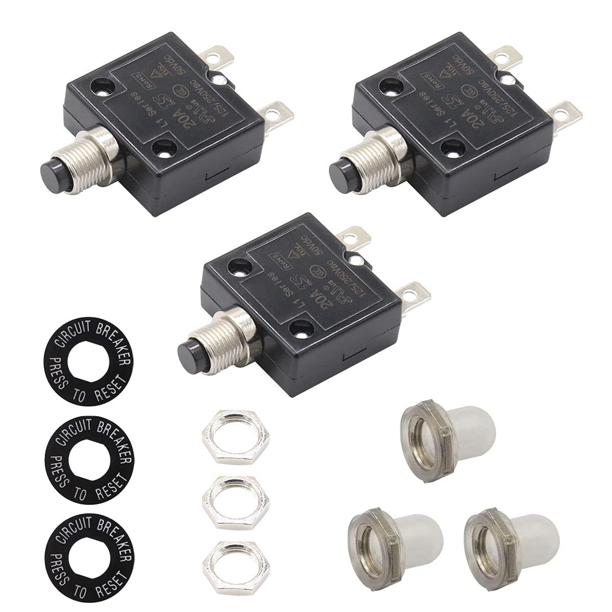 Thermal Circuit Breaker 20 Amps, Thermal Overload Protector L1 Series 125-250…