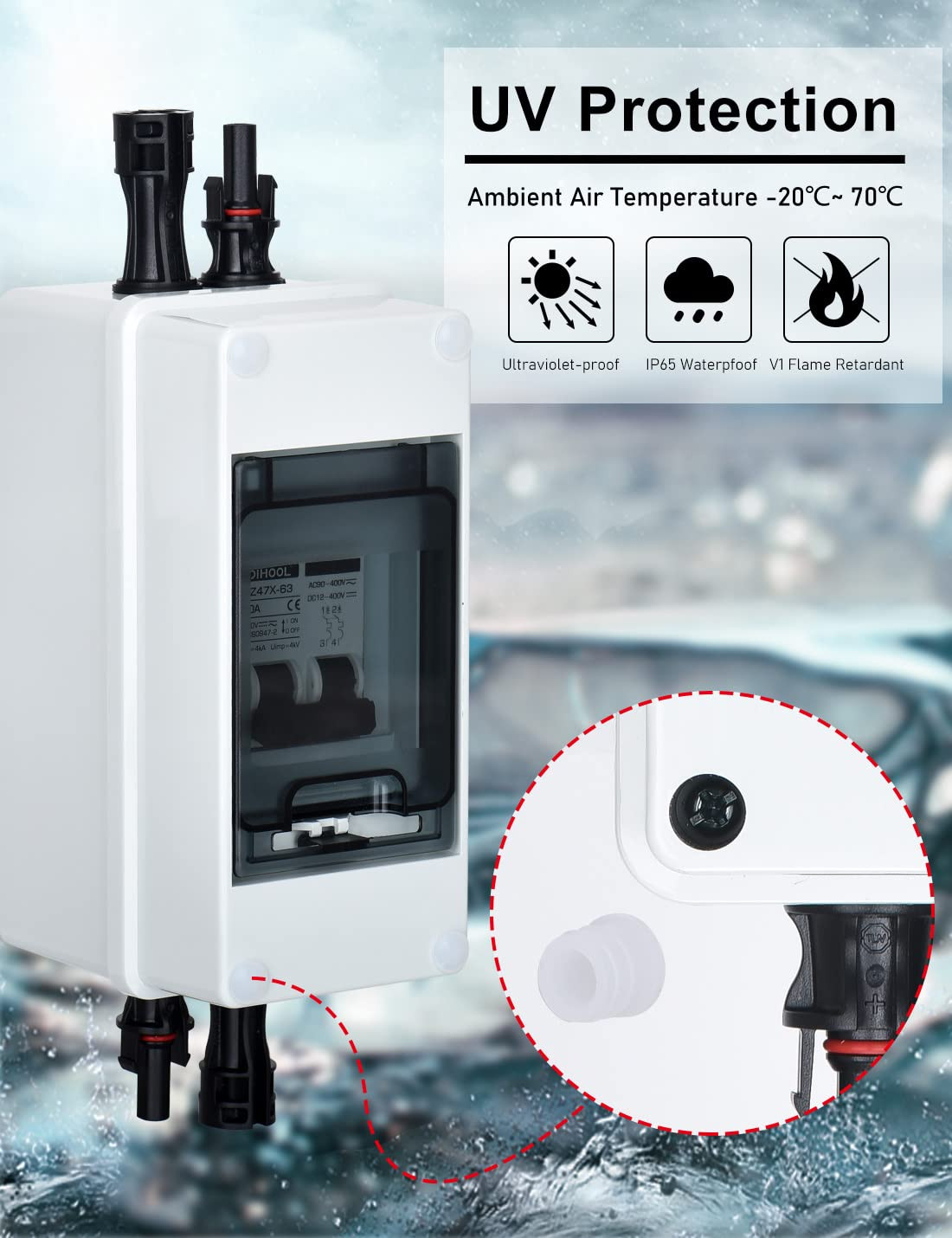 60 Amp Solar Disconnect Switch Dc Circuit Breaker With Cover Outdoor