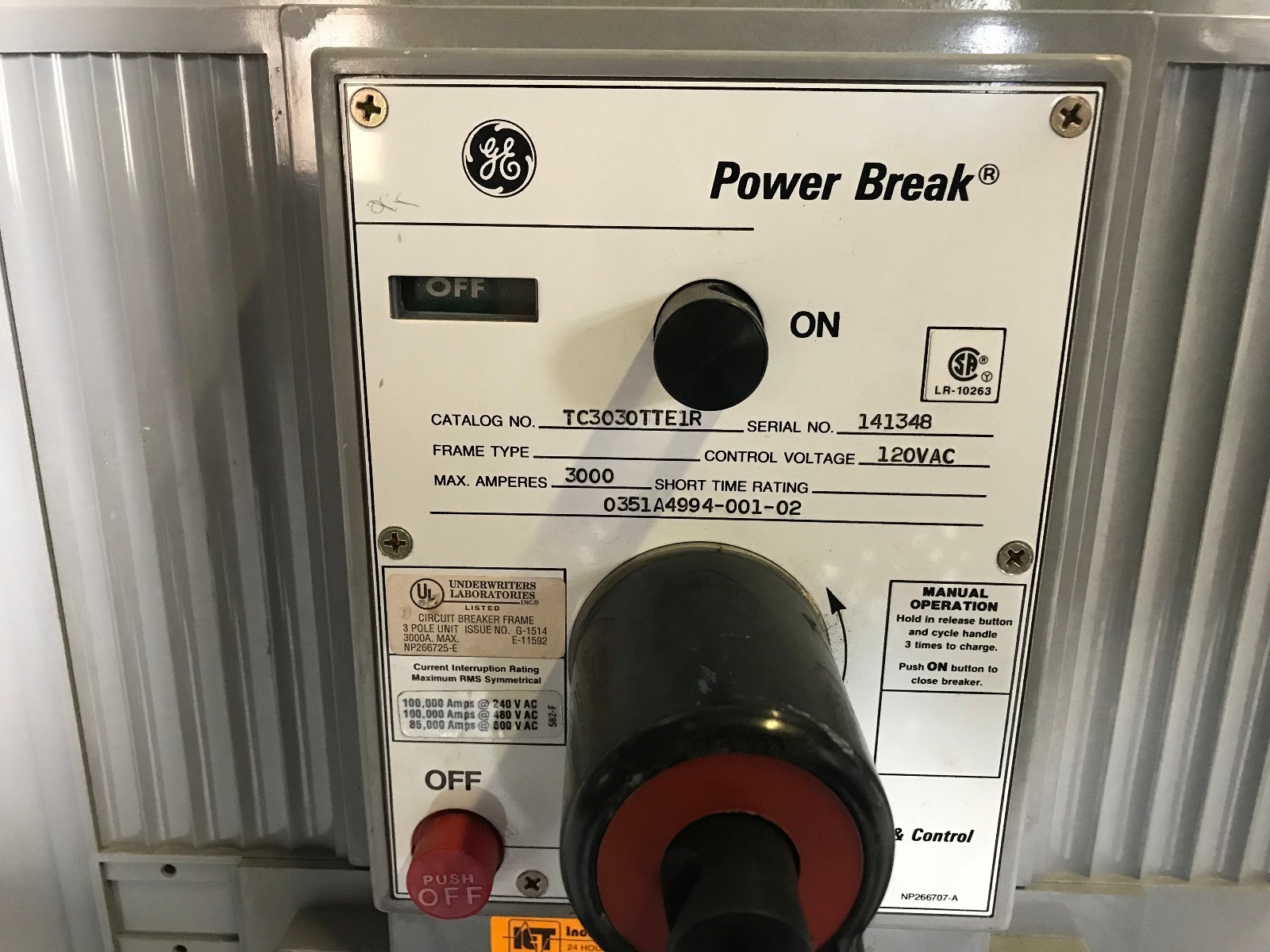 GE POWER BREAK 3000 AMP 600V 3 POLE TC3030TTE1R C330LI TR30B3000 USED E-OK