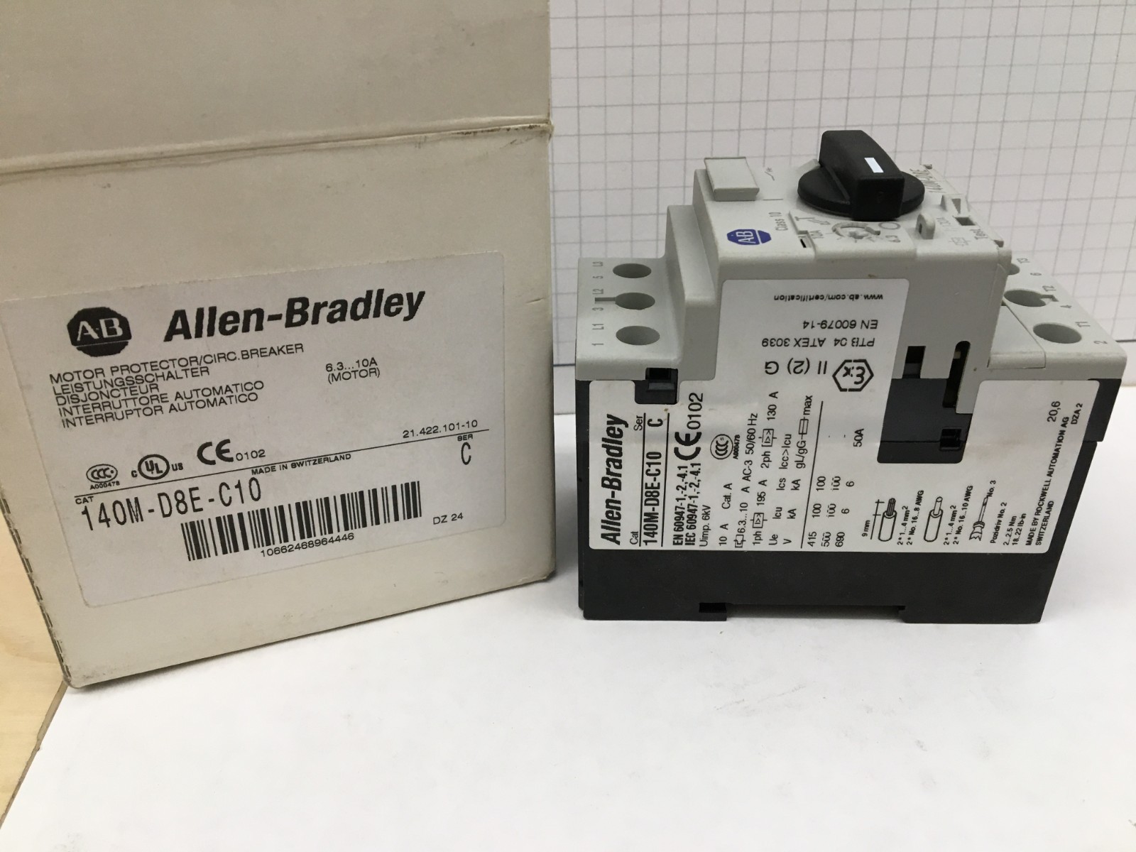 New Allen Bradley 140M-D8E-C10 Ser. C Motor Circuit Breaker 6.3-10A