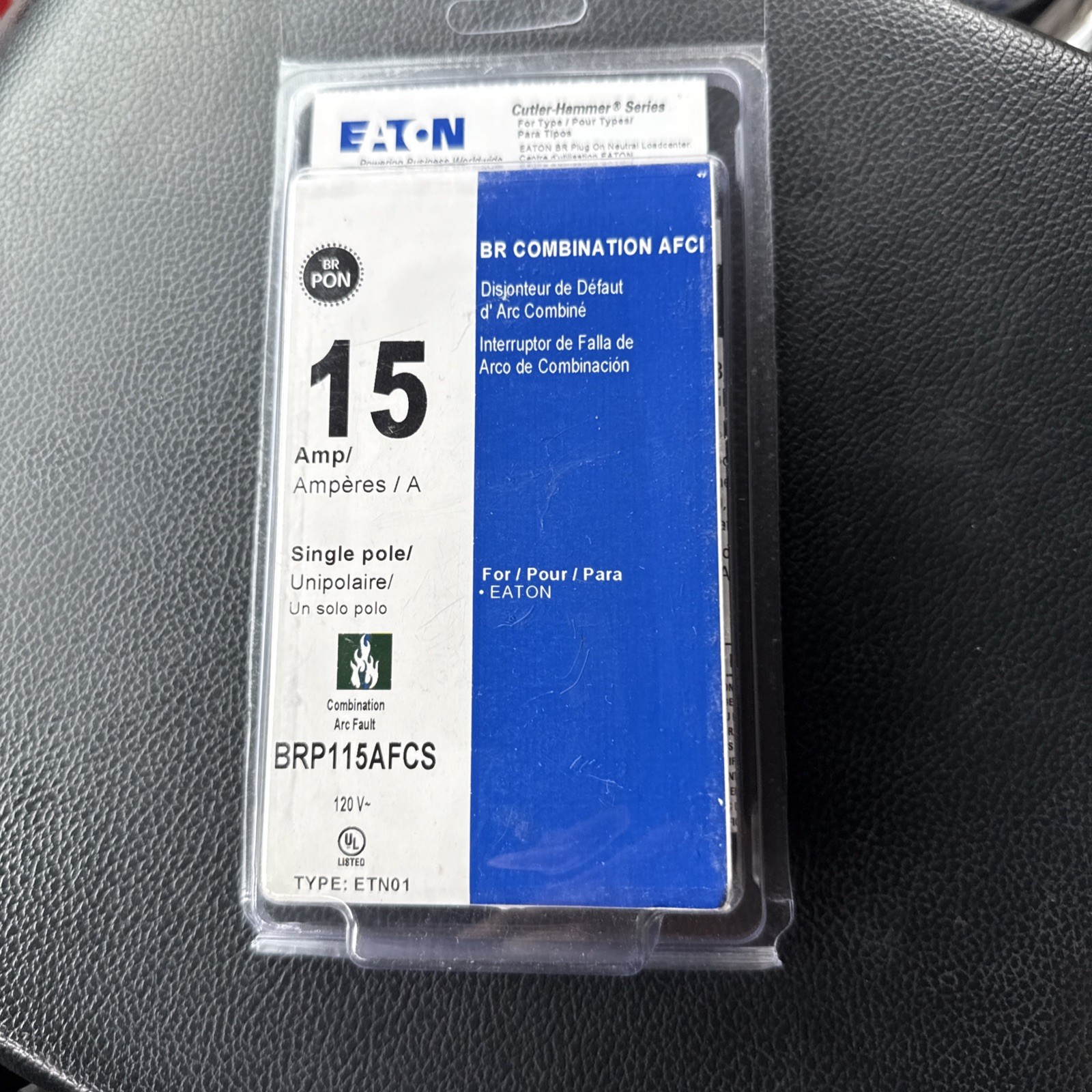 Eaton 15-Amp 1-Pole Combination Arc Fault AFCI Circuit Breaker BRP115AFCS