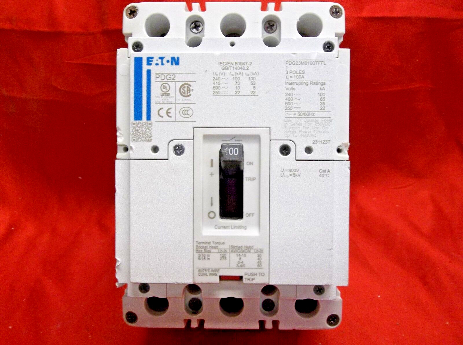 EATON PDG23M0100TFFL circuit breaker 325D4